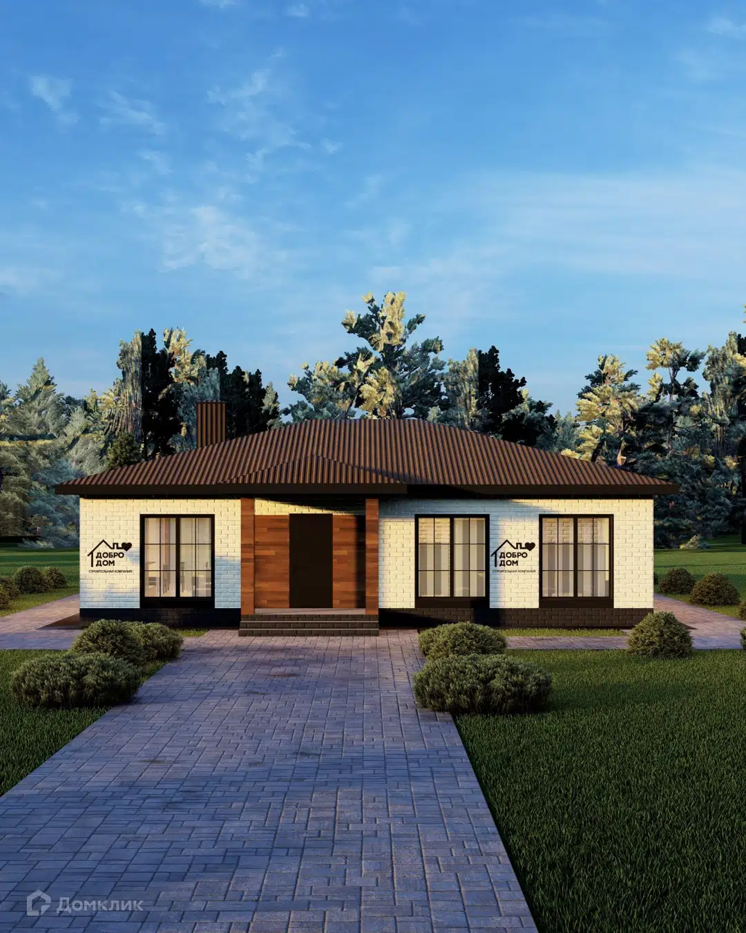 Проект дома «Коттедж Сицилия» компании СК «Добро Дом» из материала Газобетонные блоки площадью 149м² под ключ за 7425000₽ в Донецке | 1 этаж, 3 спальни, 2 санузла – Домклик