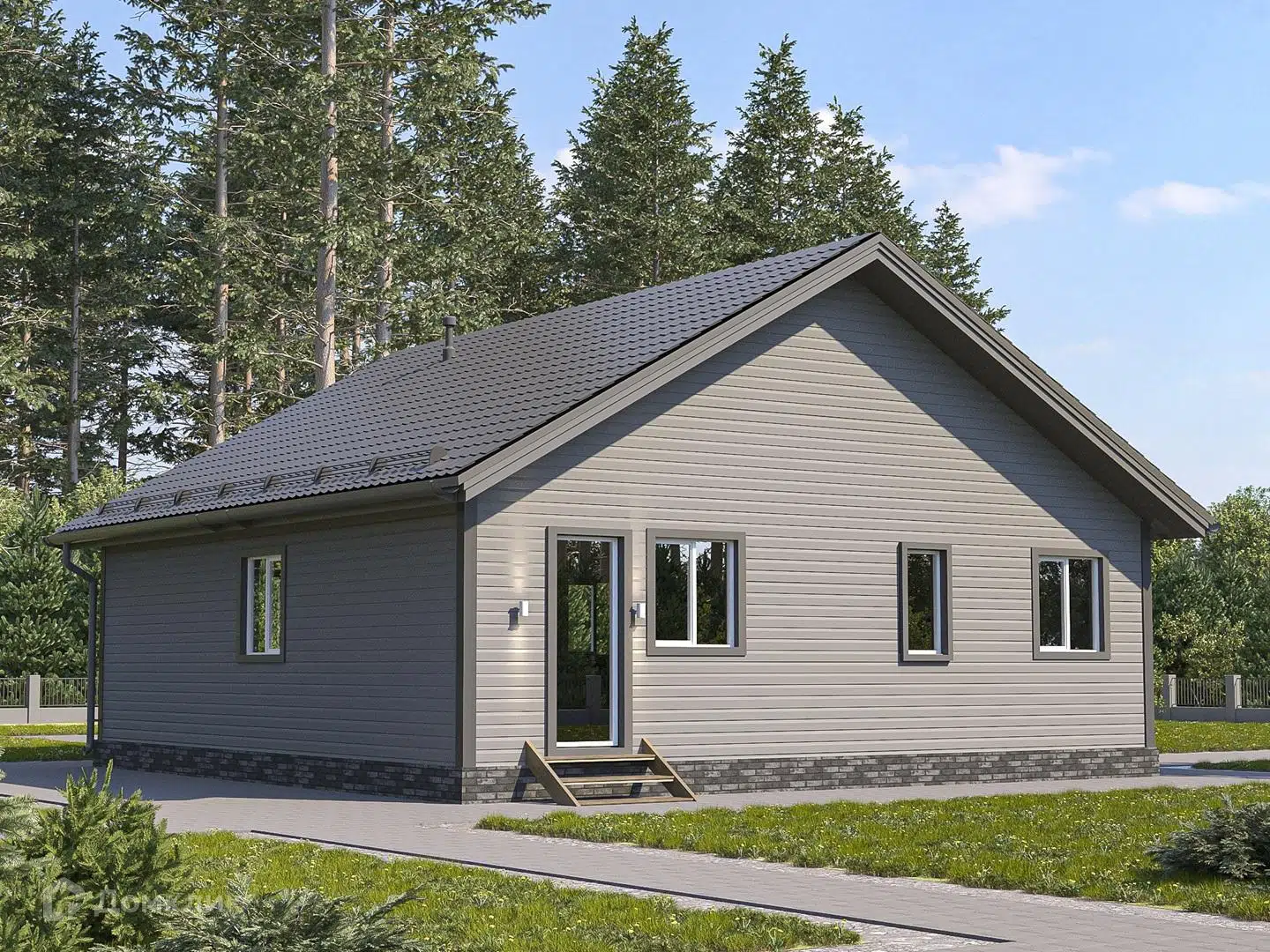 Проект дома «ДК-100» компании Теплодина из материала Каркасный дом площадью 100м² под ключ за 4800000₽ в Донецке | 1 этаж, 4 спальни, 1 санузел – Домклик