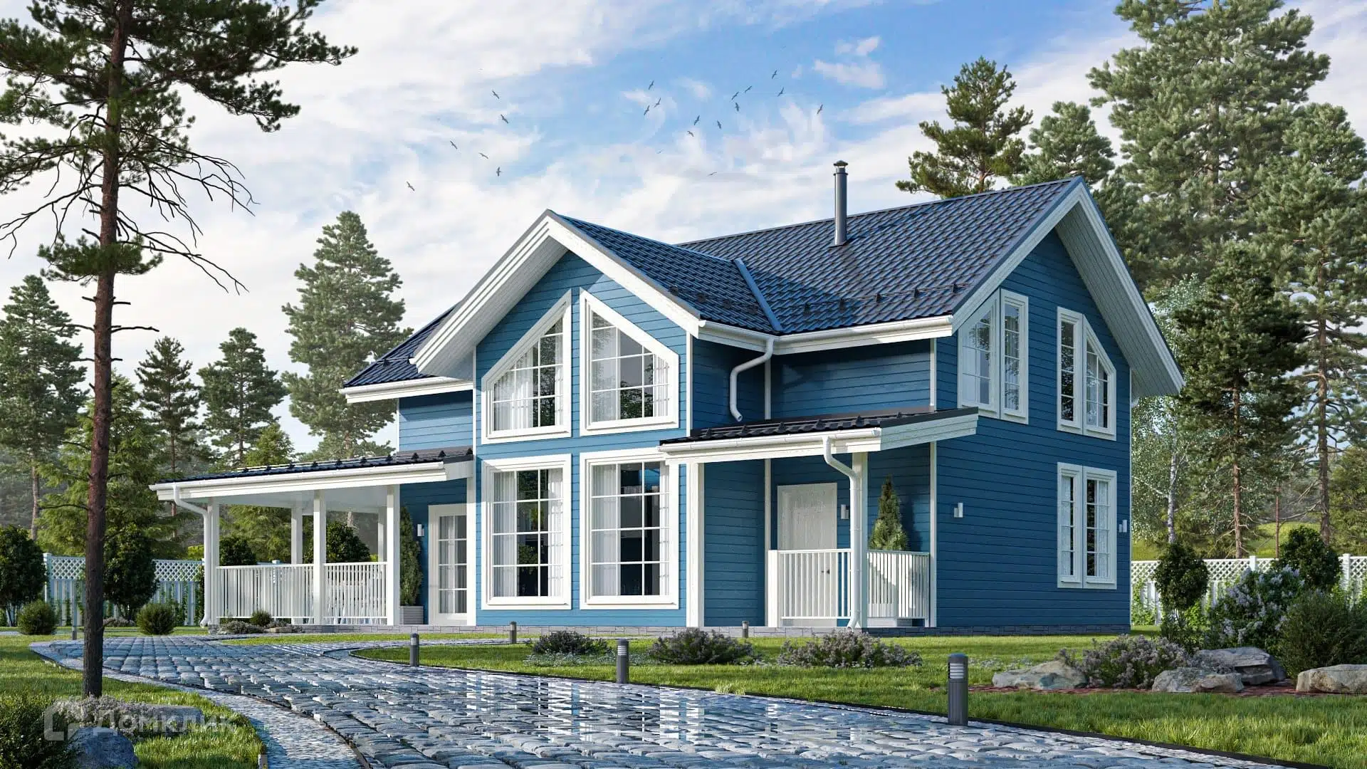 Проект дома «СИП К200» компании ЙОЛО ХАУС из материала SIP-панели площадью 200м² под ключ за 7000000₽ в Луганске | 2 этажа, 4 спальни, 2 санузла – Домклик