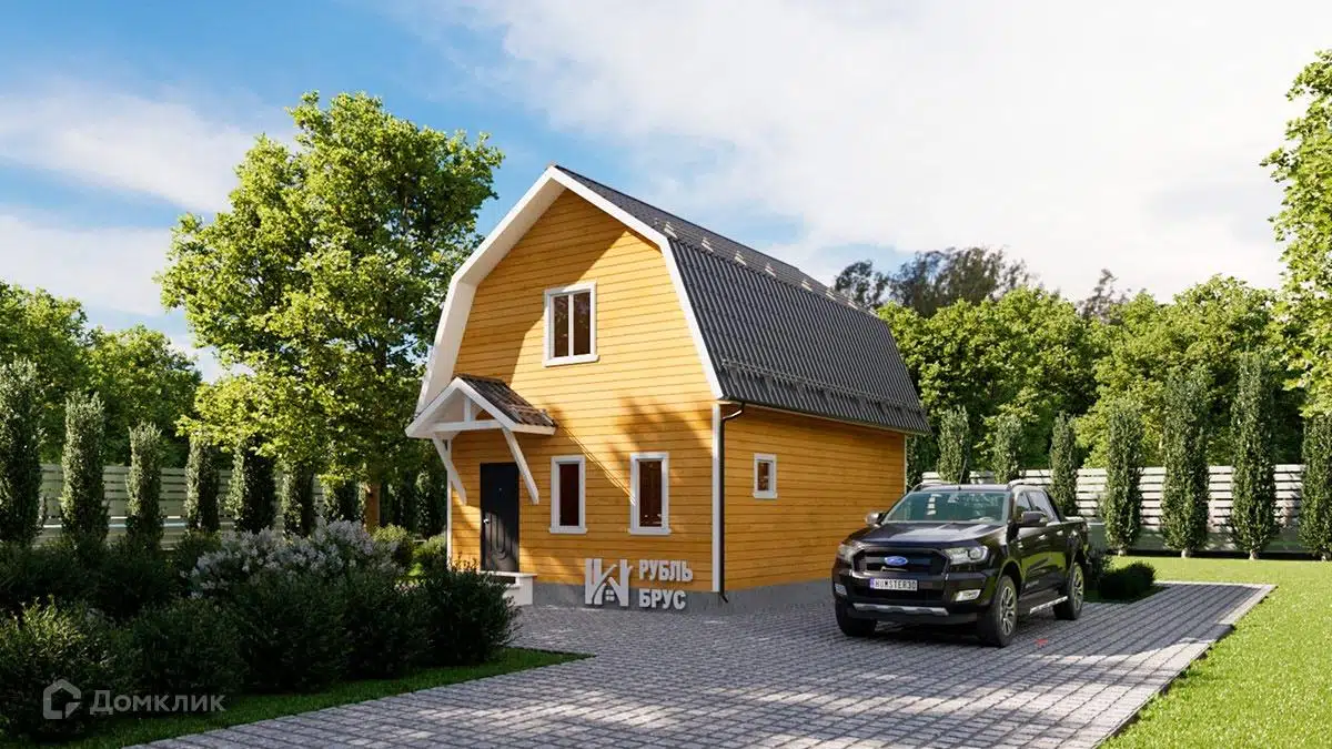 Проект дома «Каркасный дом «Арья»» компании РубльБрус строительство деревянных домов и бань по России. из материала Каркасный дом площадью 84м² под ключ за 1913750₽ в Донецке | 2 этажа, 2 спальни, 1 санузел – Домклик