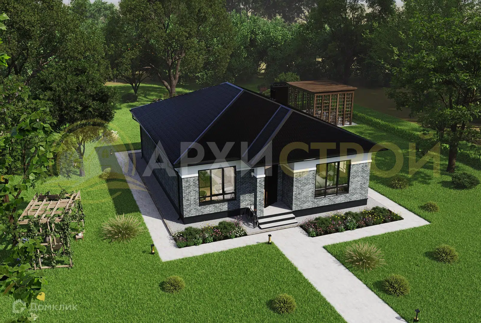 Проект дома «Проект 107М» компании Архистрой из материала Газосиликатные блоки площадью 107м² под ключ за 5260000₽ в Донецке | 1 этаж, 3 спальни, 2 санузла – Домклик