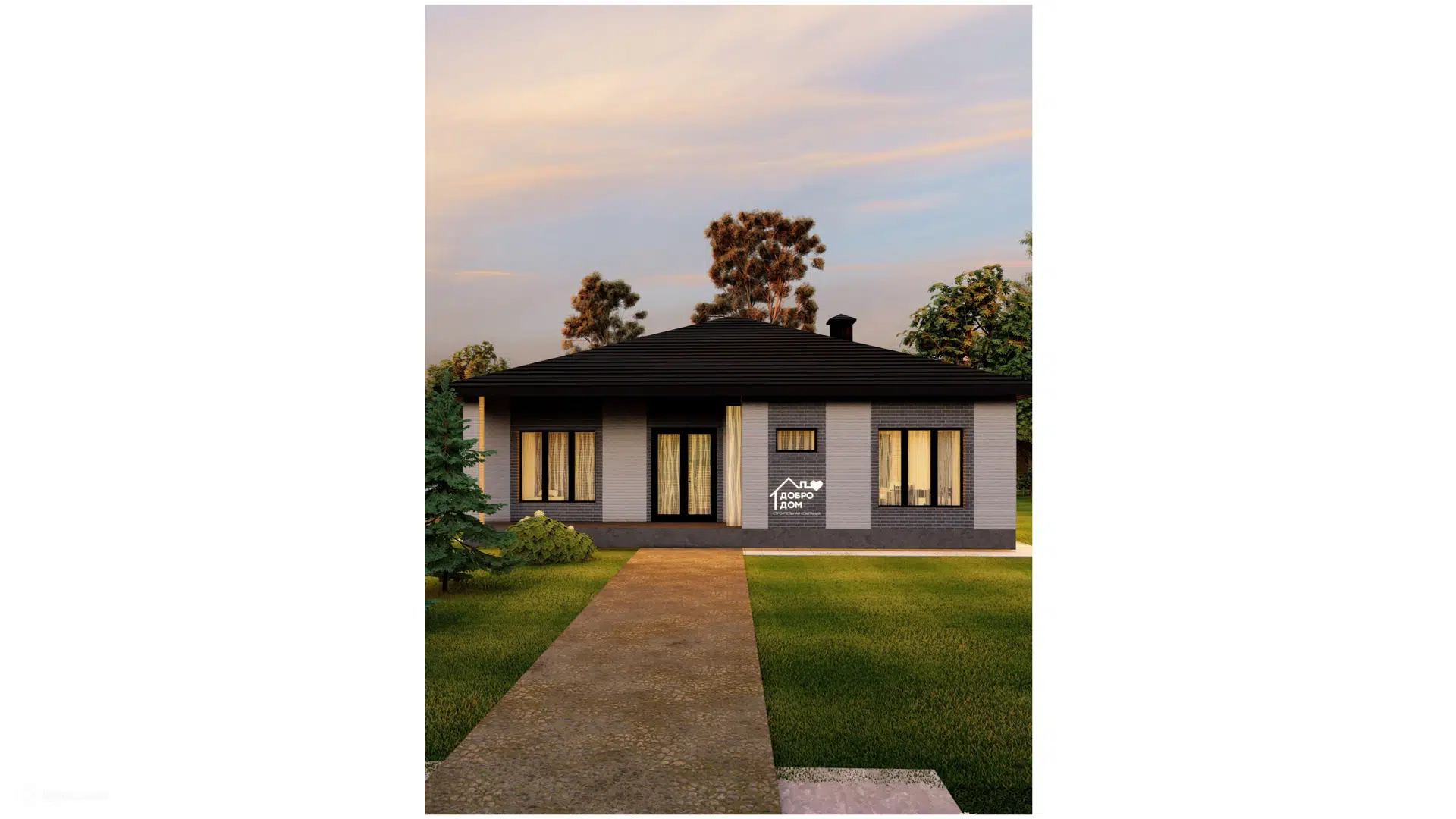 Проект дома «Коттедж Монако» компании СК «Добро Дом» из материала Газобетонные блоки площадью 126м² под ключ за 6975000₽ в Донецке | 1 этаж, 3 спальни, 2 санузла – Домклик