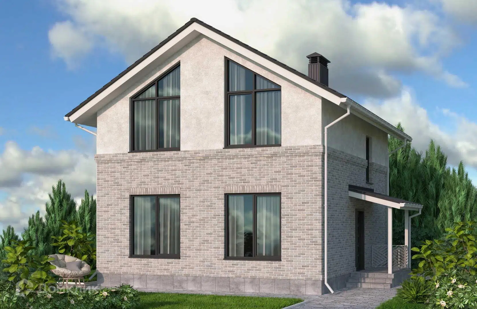 Проект дома «Проект №313» компании Новация из материала Керамические блоки площадью 107м² под ключ за 5885000₽ в Донецке | 2 этажа, 4 спальни, 2 санузла – Домклик