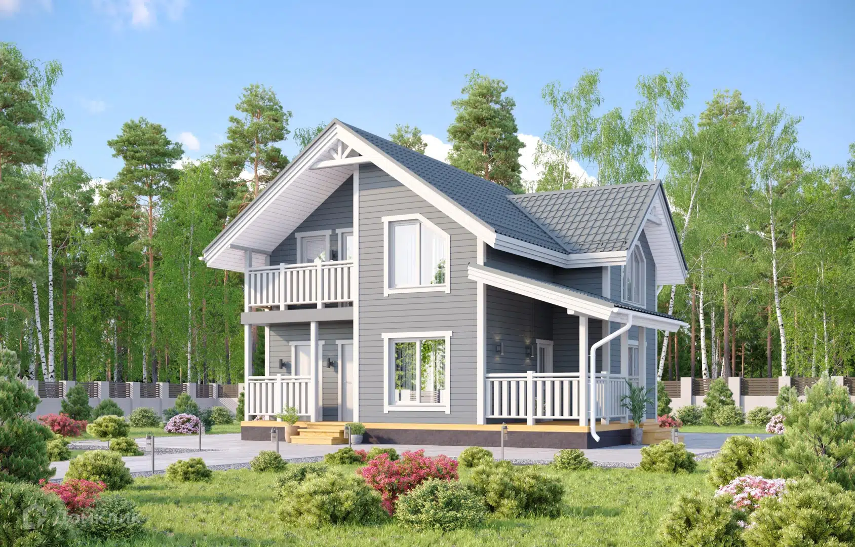 Проект дома «Каминский» компании FamilyDom из материала Каркасный дом площадью 101.8м² под ключ за 5623000₽ в Донецке | 2 этажа, 5 спален, 2 санузла – Домклик