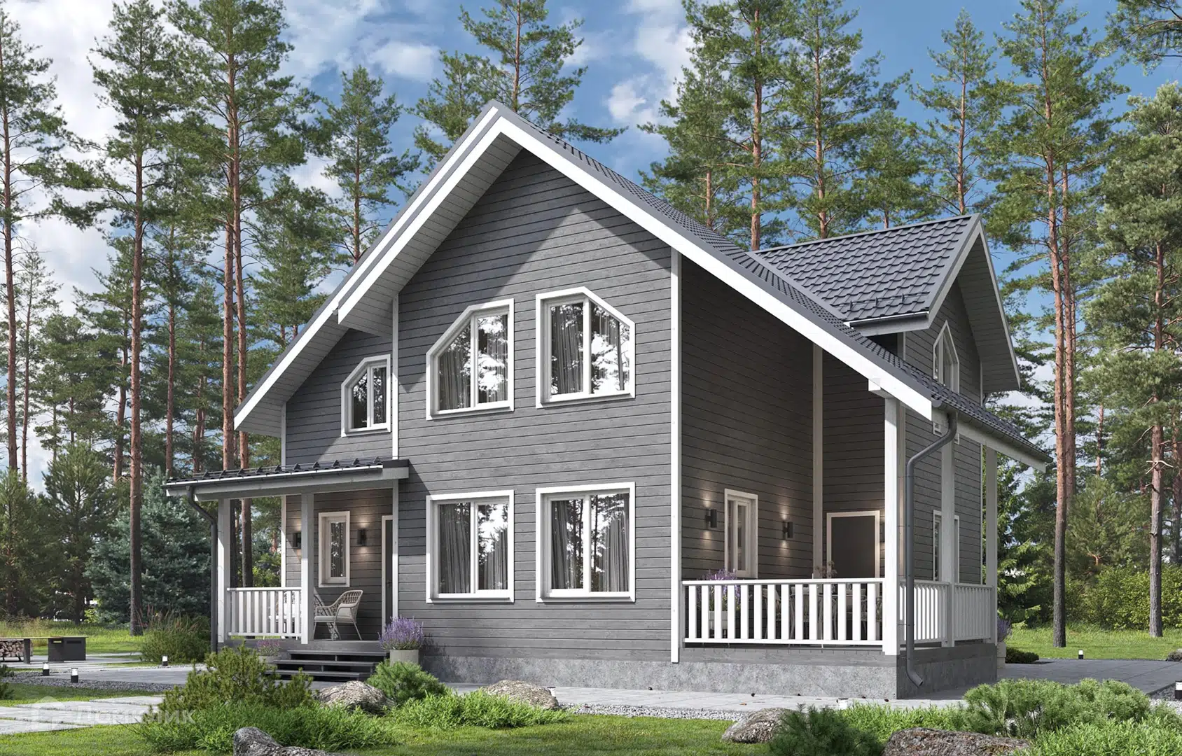 Проект дома «ДК-25» компании ООО «Мой Дом из Пестово» из материала Каркасный дом площадью 158.1м² под ключ за 11030000₽ в Луганске | 2 этажа, 3 спальни, 2 санузла – Домклик