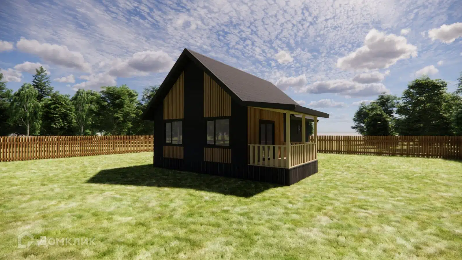 Проект дома «ДКТ - ВОСТОК» компании ИП Танский Д. С. (Евростиль) из материала Каркасный дом площадью 58м² под ключ за 6383000₽ в Донецке | 1 этаж, 2 спальни, 1 санузел – Домклик