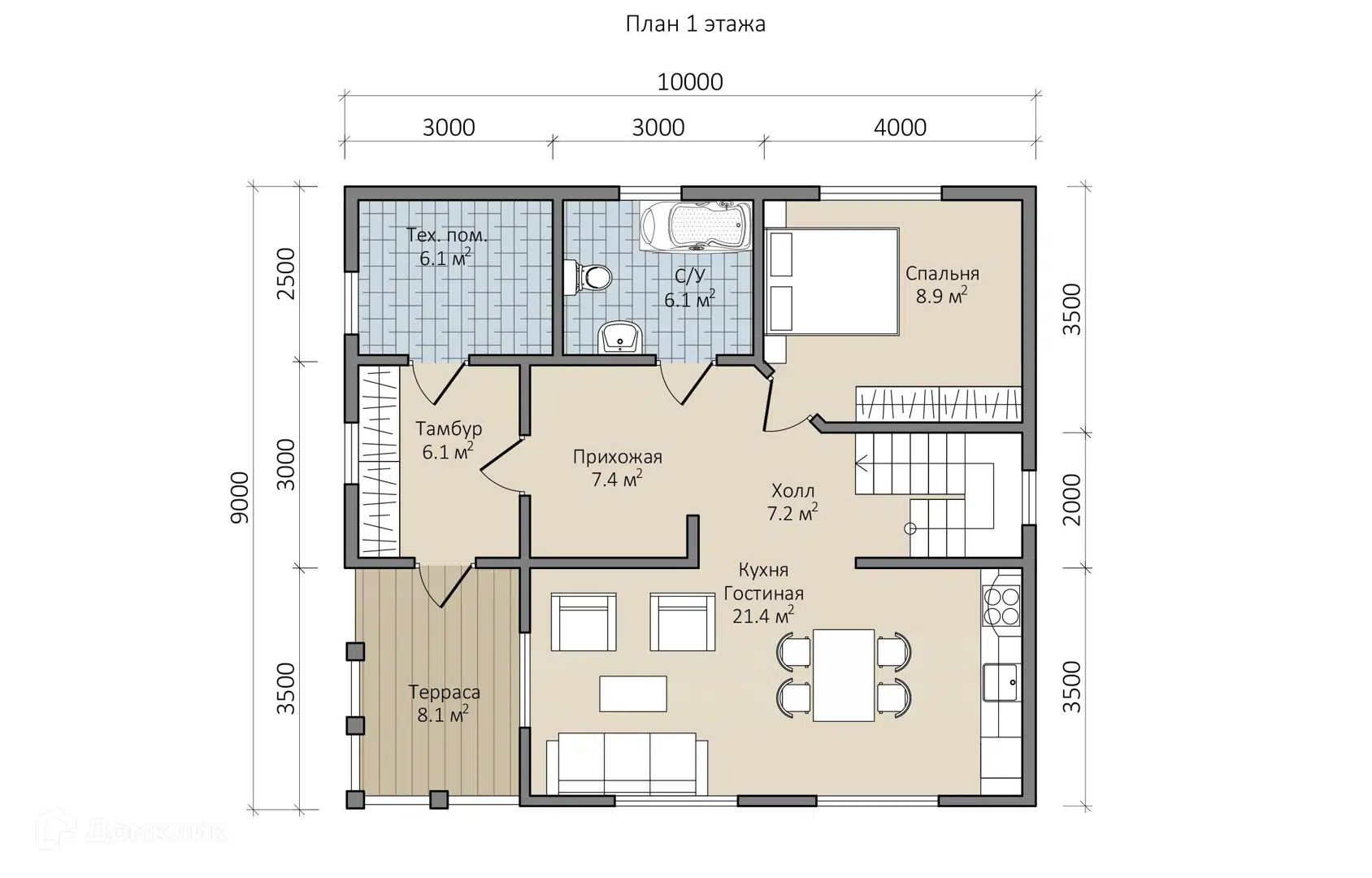 Планировка 1 этажа