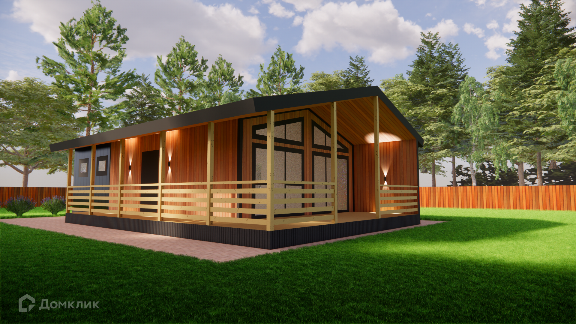 Проект дома «ДКТ-5» компании ИП Танский Д. С. (Евростиль) из материала Каркасный дом площадью 83м² под ключ за 6600000₽ в Донецке | 1 этаж, 2 спальни, 1 санузел – Домклик