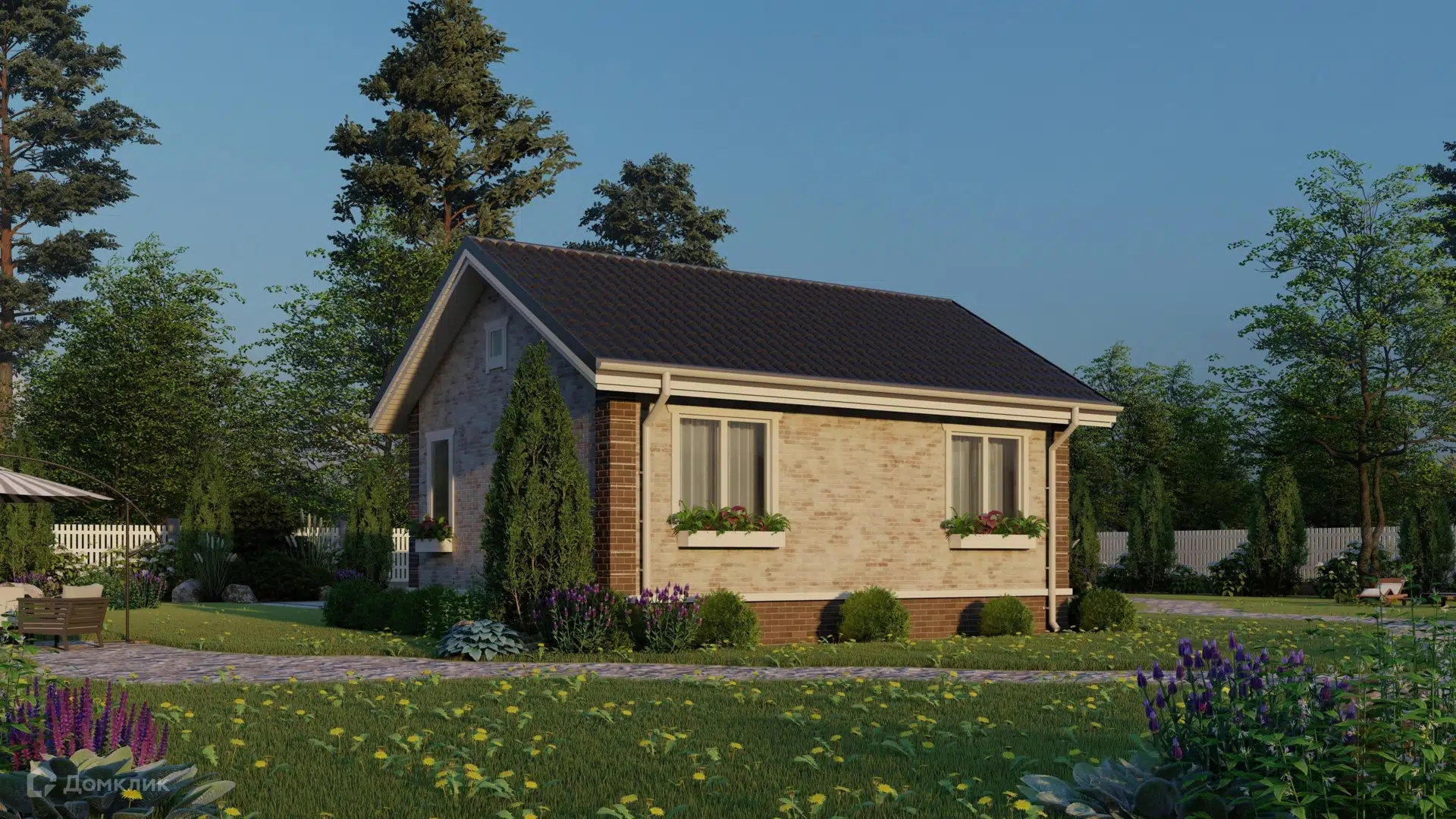 Проект дома «Сказка» компании ООО «Перспектива» из материала SIP-панели площадью 48м² под ключ за 2400000₽ в Луганске | 1 этаж, 1 спальня, 1 санузел – Домклик