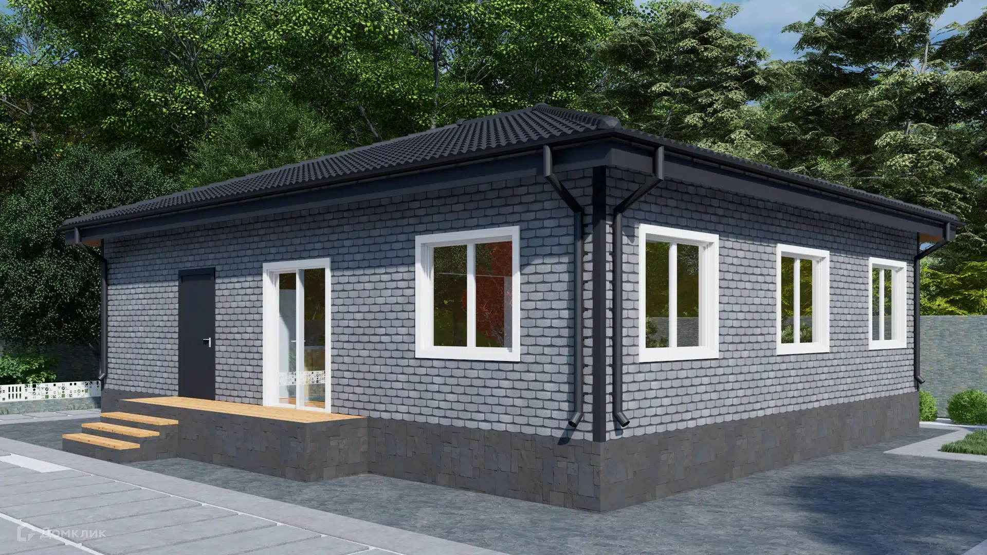 Проект дома «Одноэтажный МД-120» компании МАГАЗИН ДОМОВ из материала SIP-панели площадью 107м² под ключ за 6597000₽ в Донецке | 1 этаж, 4 спальни, 1 санузел – Домклик