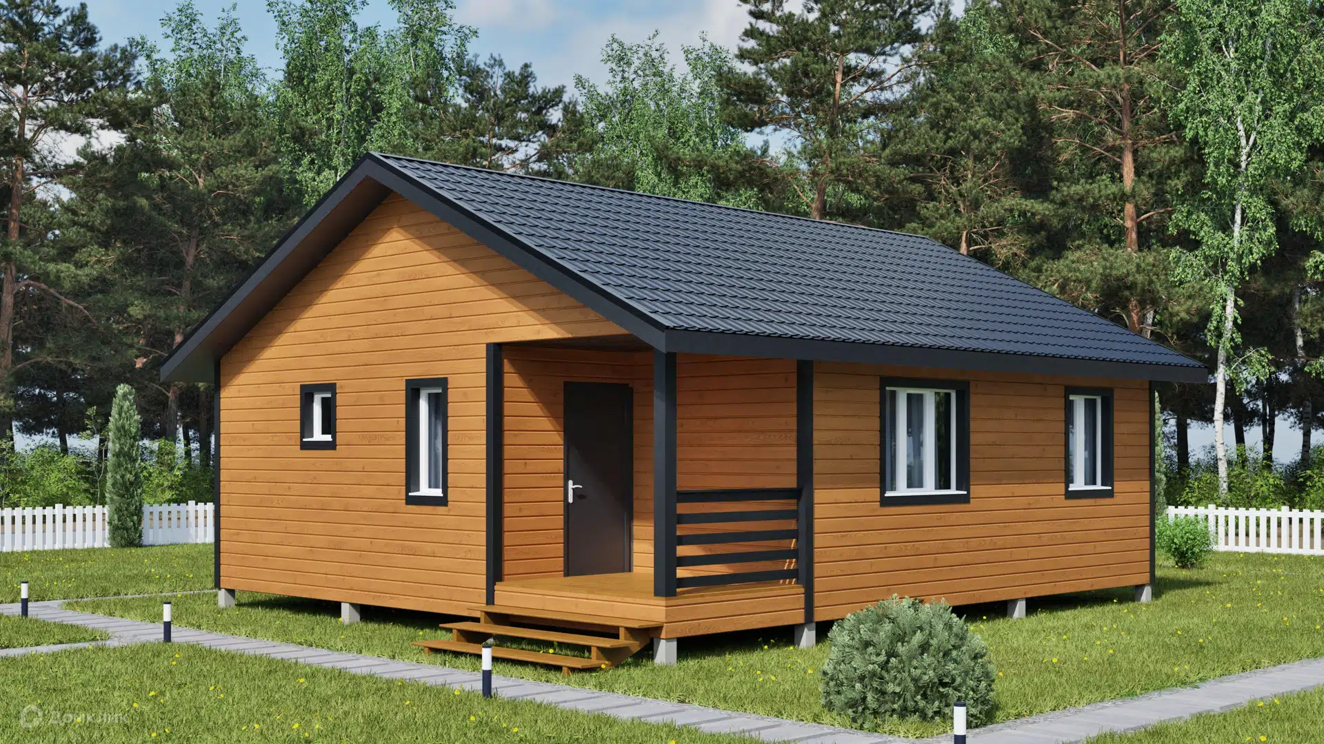 Проект дома «Каркасный дом. Проект К-1» компании СК «Отис-строй» из материала Каркасный дом площадью 64.15м² под ключ за 2800000₽ в Донецке | 1 этаж, 2 спальни, 2 санузла – Домклик