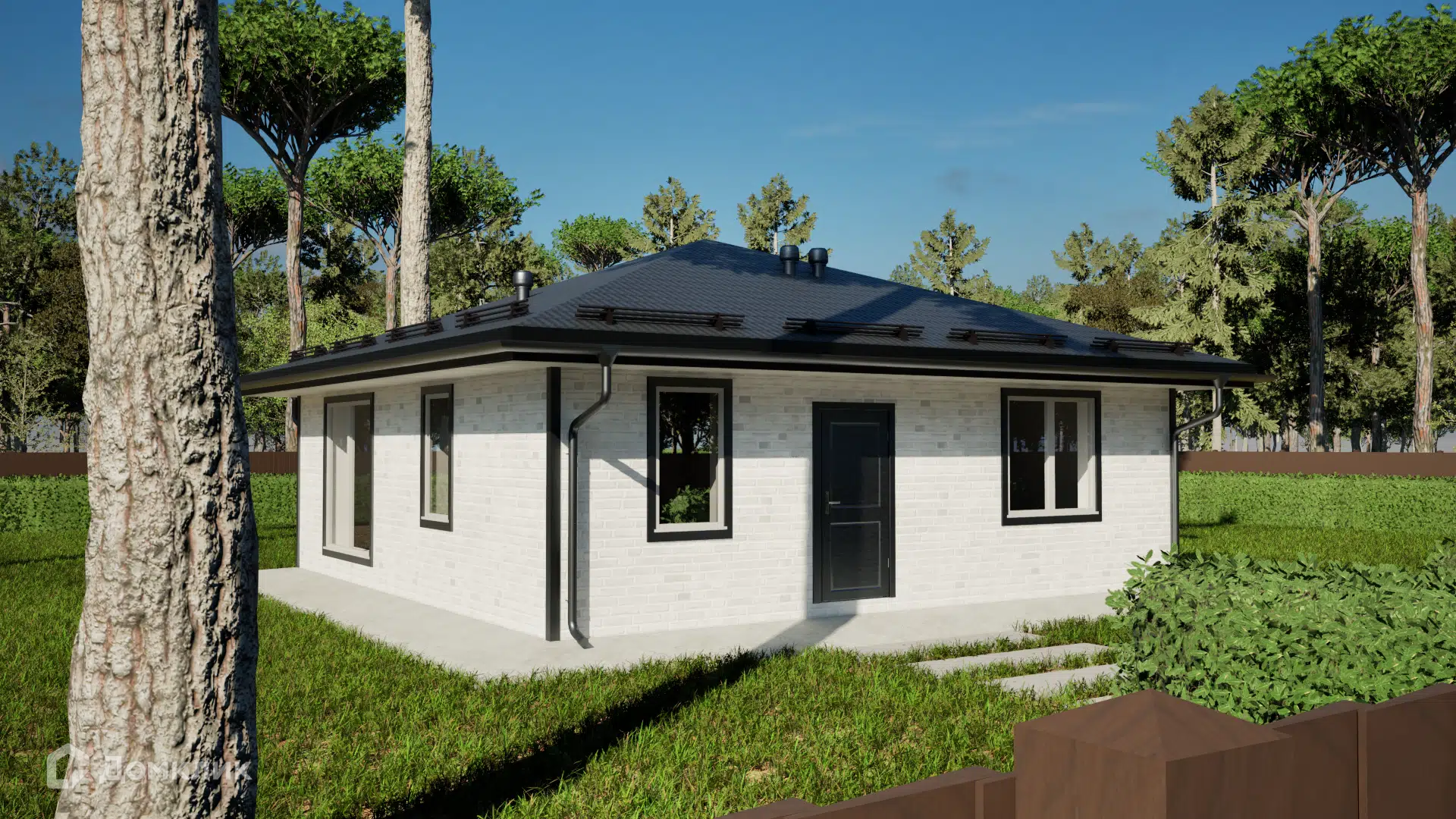 Проект дома «Локо 67» компании Красивые Дома Приморья из материала Газобетонные блоки площадью 67м² под ключ за 5670000₽ в Донецке | 1 этаж, 2 спальни, 1 санузел – Домклик