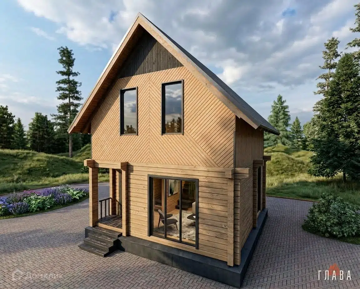 Проект дома «Аршан» компании ГЛАВА из материала Профилированный брус площадью 70м² под ключ за 3990000₽ в Донецке | 2 этажа, 3 спальни, 2 санузла – Домклик