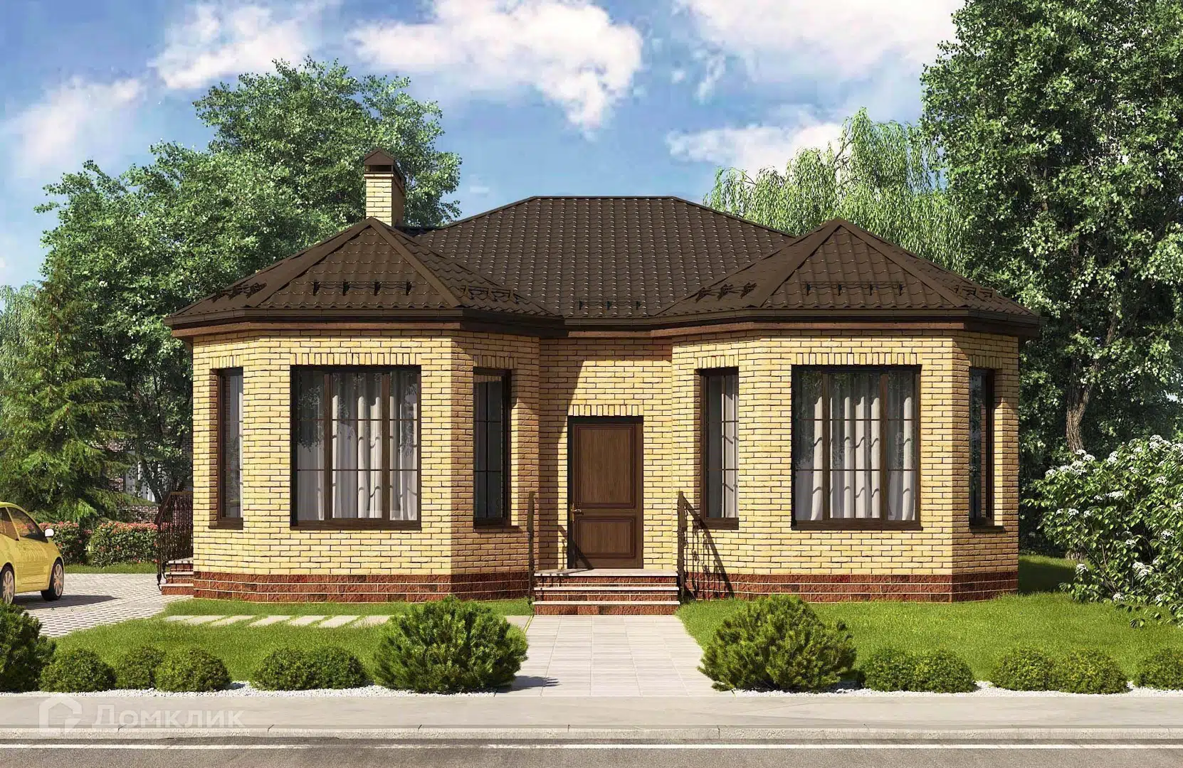 Проект дома «Проект №62» компании Новация из материала Кирпич площадью 88м² под ключ за 6450000₽ в Донецке | 1 этаж, 3 спальни, 2 санузла – Домклик