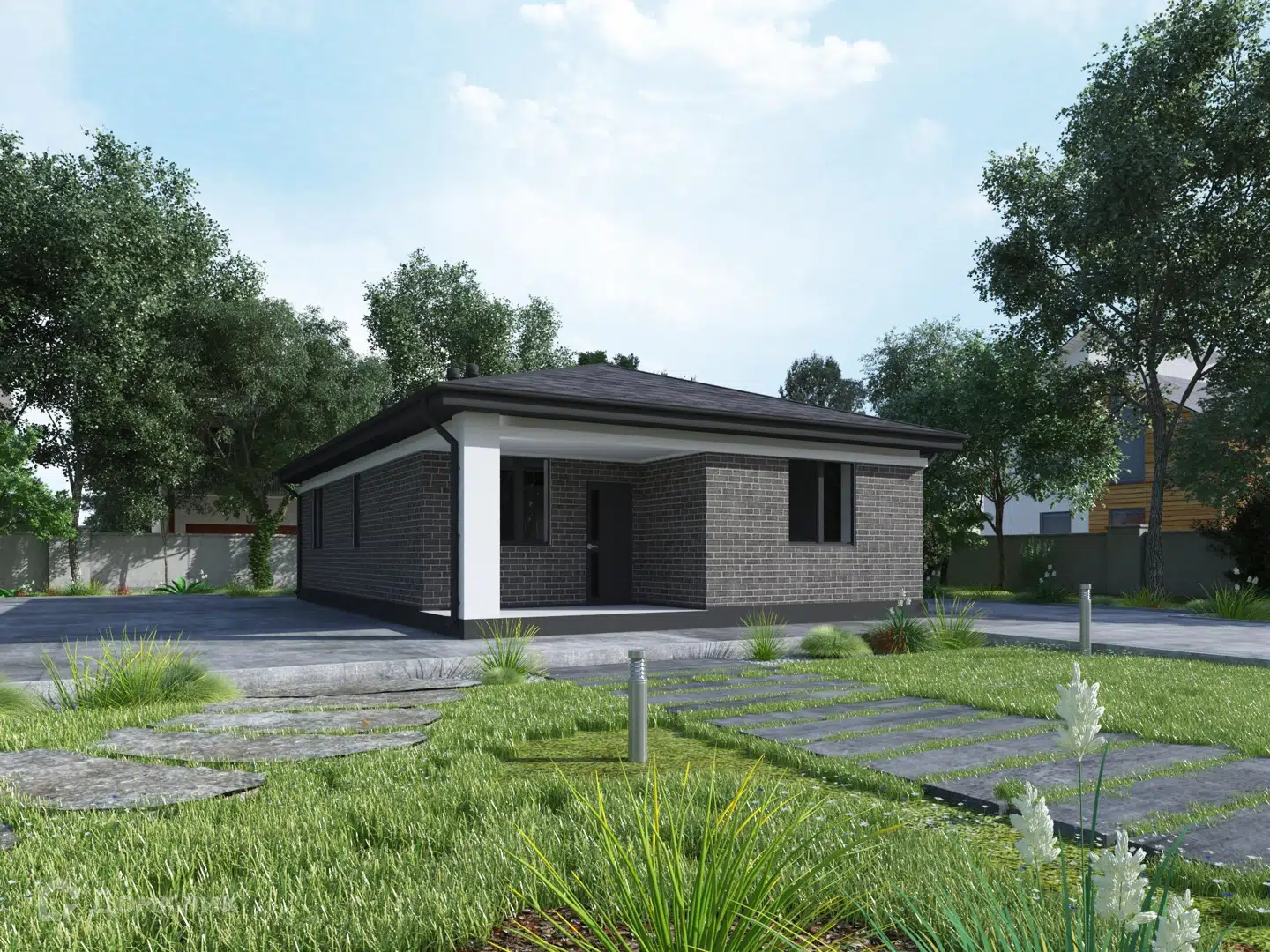 Проект дома «А-80-К» компании Атон из материала Газосиликатные блоки площадью 78.3м² под ключ за 7500000₽ в Донецке | 1 этаж, 2 спальни, 1 санузел – Домклик