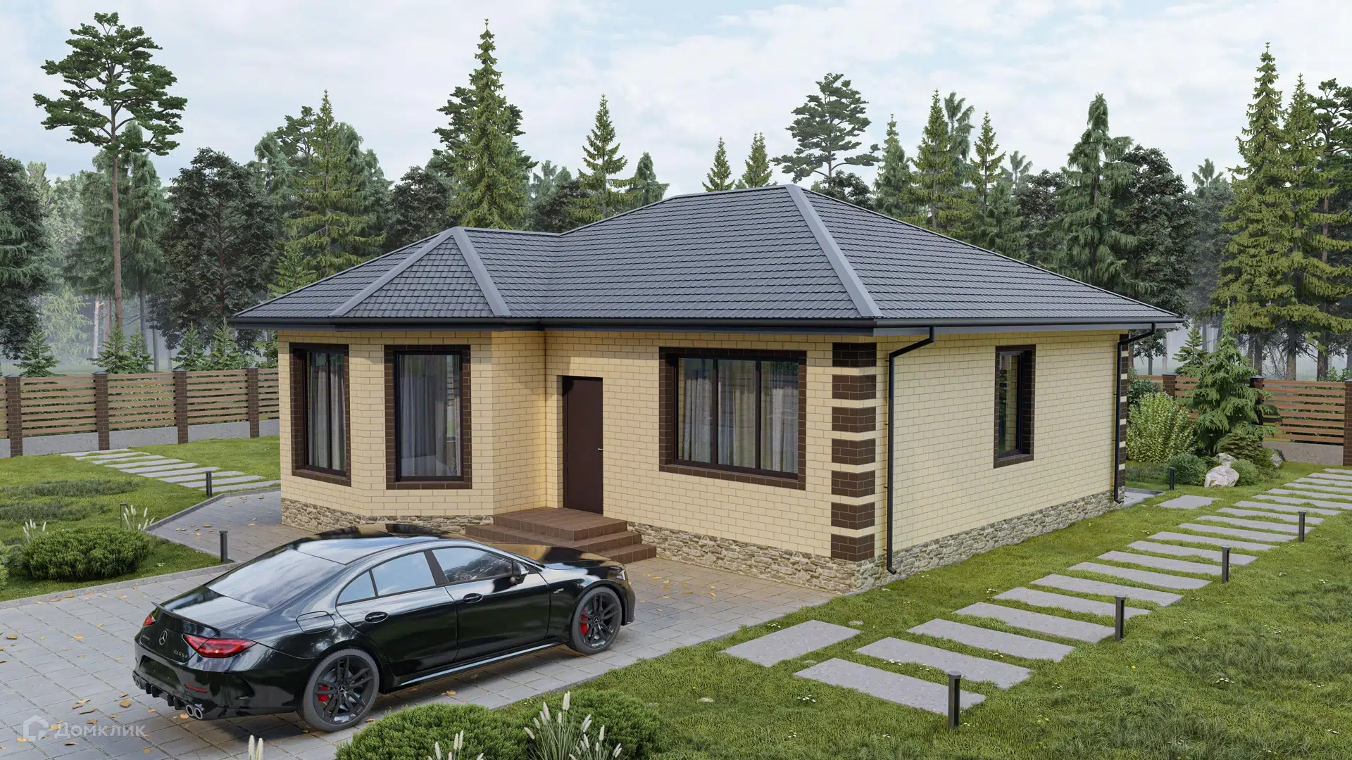 Проект дома «Дом Б039» компании 160 квадратных метров из материала Газобетонные блоки площадью 84.5м² под ключ за 4200000₽ в Донецке | 1 этаж, 2 спальни, 1 санузел – Домклик