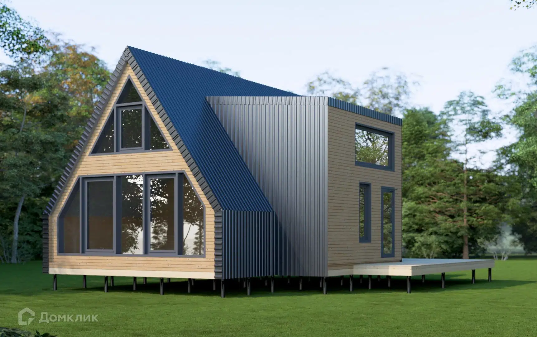 Проект дома «А-фрейм КС - 82» компании ООО «СЕДЬМОЕ НЕБО» из материала Каркасный дом площадью 110.1м² под ключ за 5070000₽ в Донецке | 2 этажа, 3 спальни, 1 санузел – Домклик