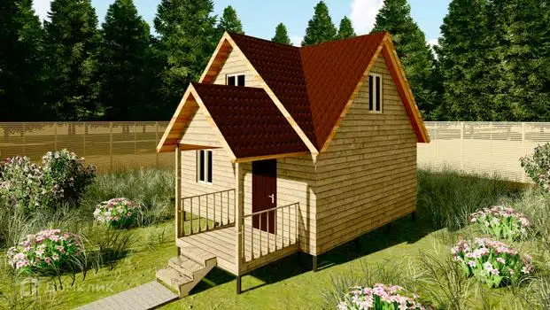 Проект дома «Проект №38» компании Земле-Строй из материала Брус естественной влажности площадью 40м² под ключ за 1890000₽ в Луганске | 2 этажа, 2 спальни, 1 санузел – Домклик