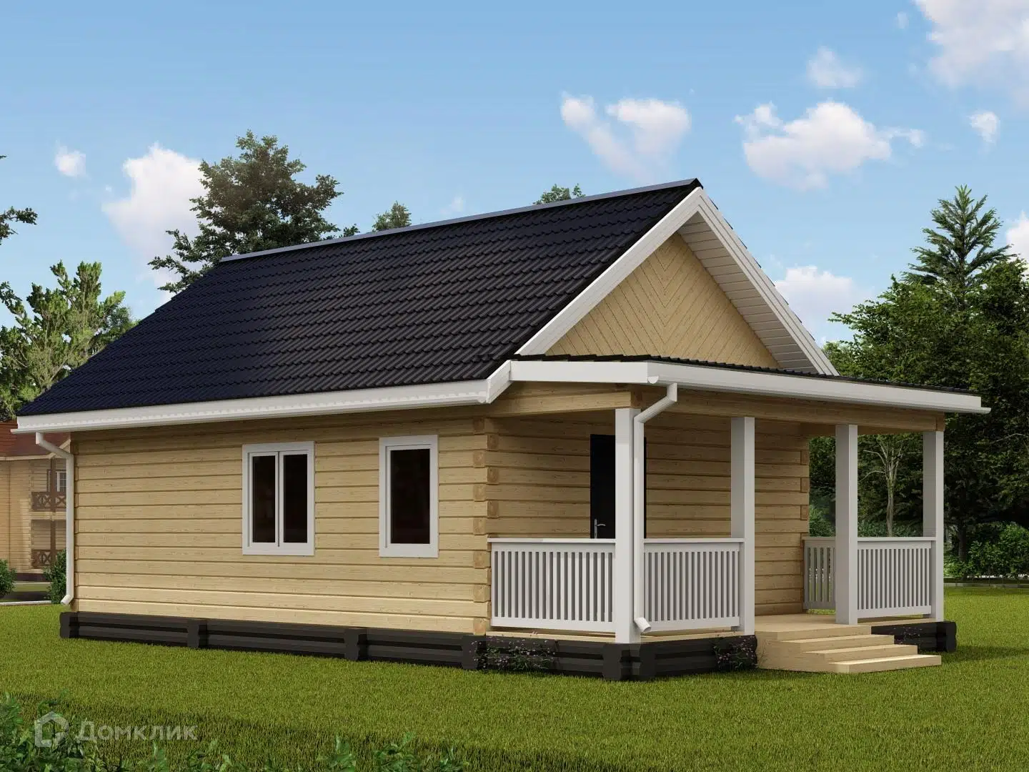 Проект дома «ДОМ 6 Х 8 с террасой» компании СТРОЙ ЯКУТСК из материала Профилированный брус площадью 52.93м² под ключ за 3800000₽ в Донецке | 1 этаж, 2 спальни, 1 санузел – Домклик