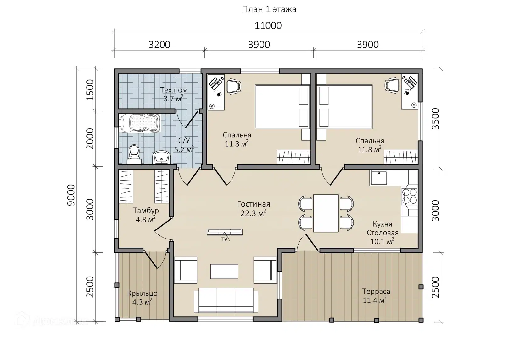 Планировка 1 этажа