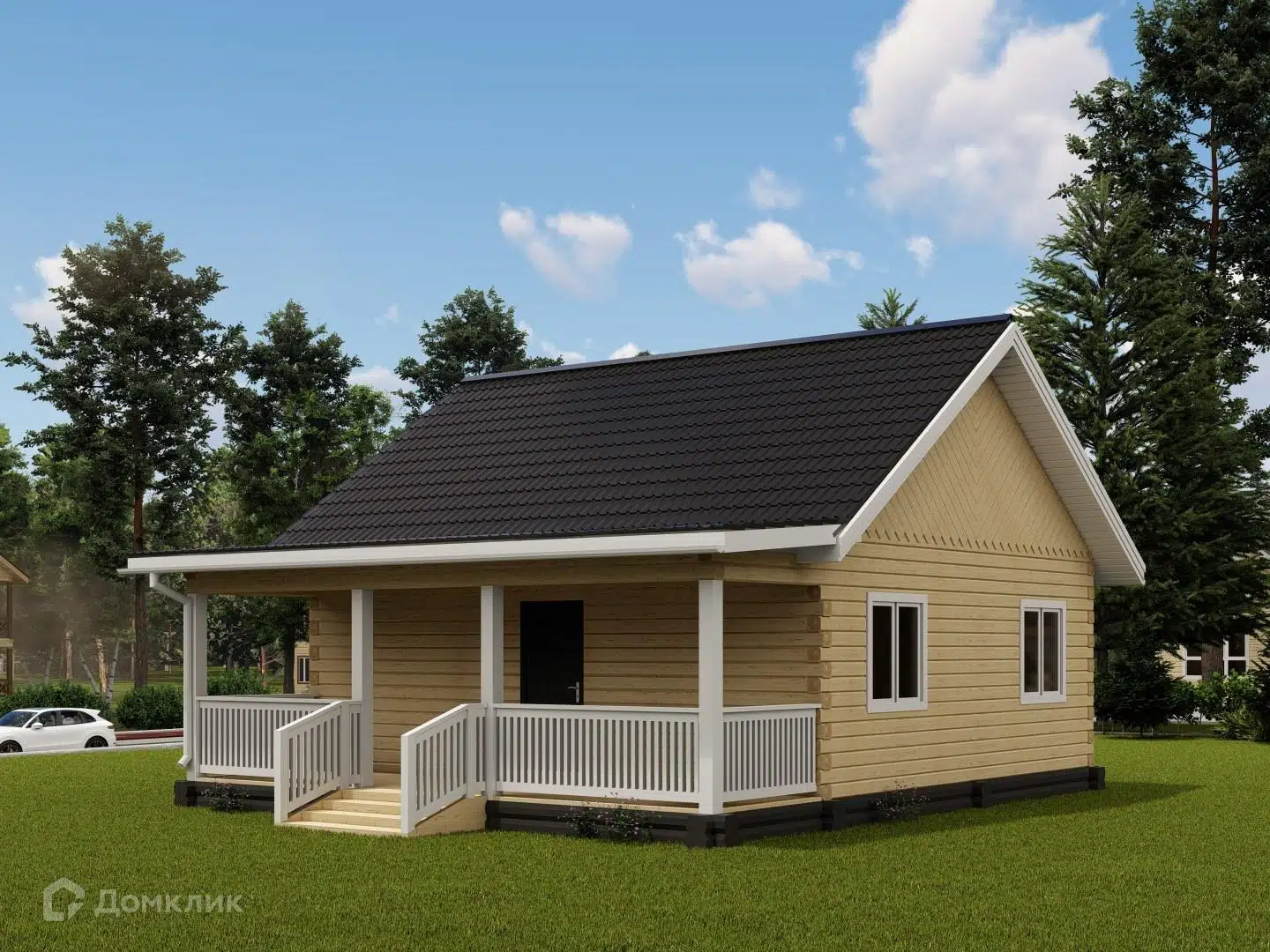 Проект дома «ДОМ 7 Х 8 с террасой» компании СТРОЙ ЯКУТСК из материала Профилированный брус площадью 64.04м² под ключ за 4050000₽ в Донецке | 1 этаж, 2 спальни, 1 санузел – Домклик