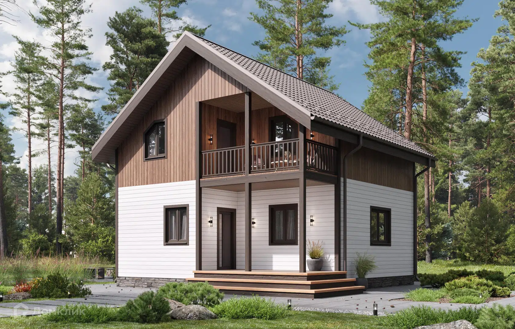 Проект дома «ДК-9. 2 этажа, 3 спальни. 106 м2» компании ООО «Мой Дом из Пестово» из материала Каркасный дом площадью 106м² под ключ за 4293000₽ в Луганске | 2 этажа, 3 спальни, 2 санузла – Домклик