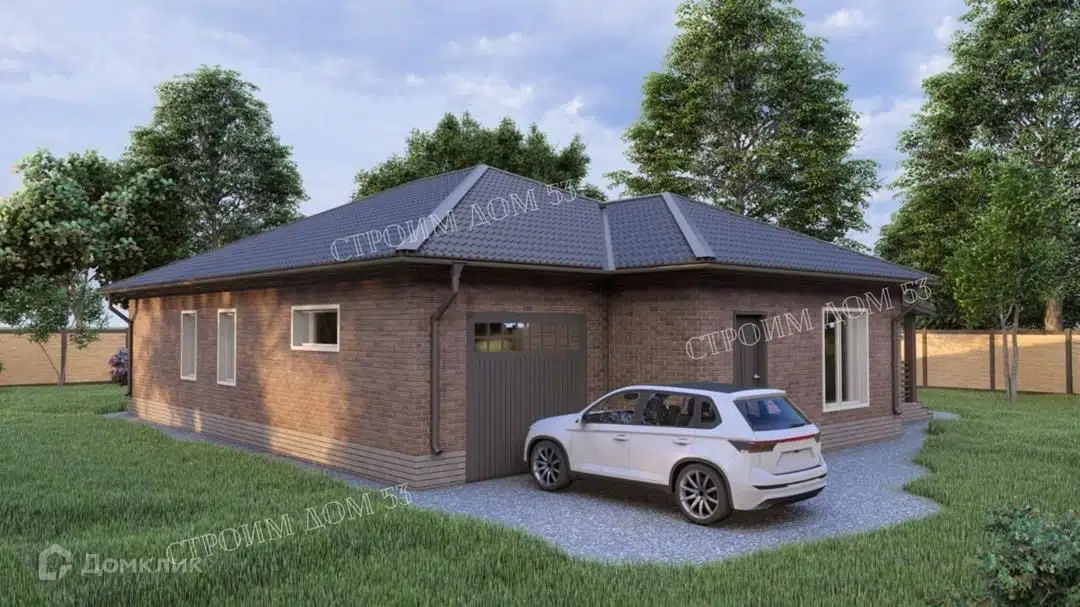 Проект дома «Одноэтажный дом из газобетона 16х11м ГБ-23» компании СК Строим Дом 53 из материала Газобетонные блоки площадью 154.7м² под ключ за 7450000₽ в Донецке | 1 этаж, 3 спальни, 1 санузел – Домклик