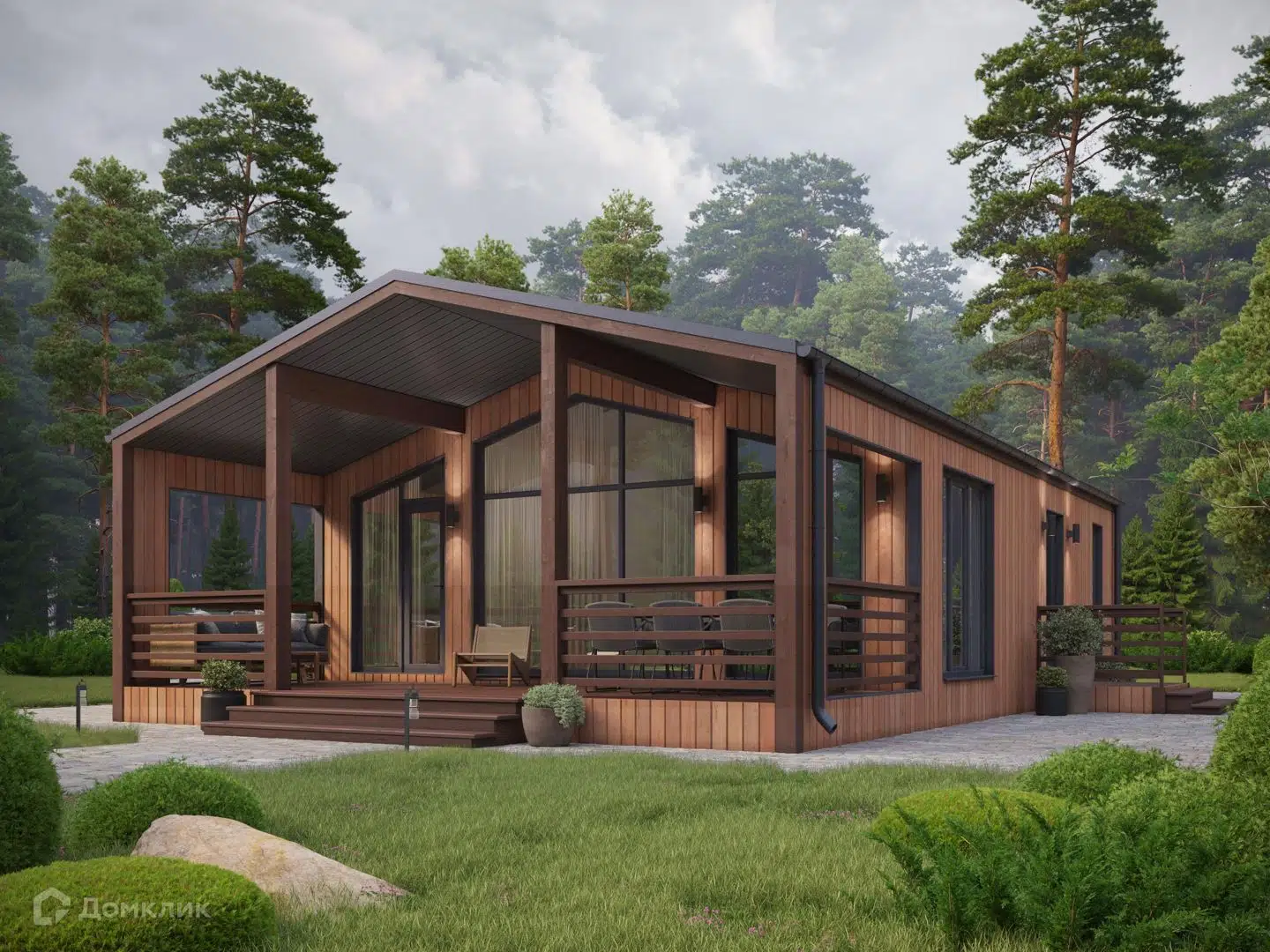 Проект дома «КДБ-Г64» компании ГУРУС из материала Каркасный дом площадью 87.8м² под ключ за 7509387₽ в Донецке | 1 этаж, 2 спальни, 1 санузел – Домклик