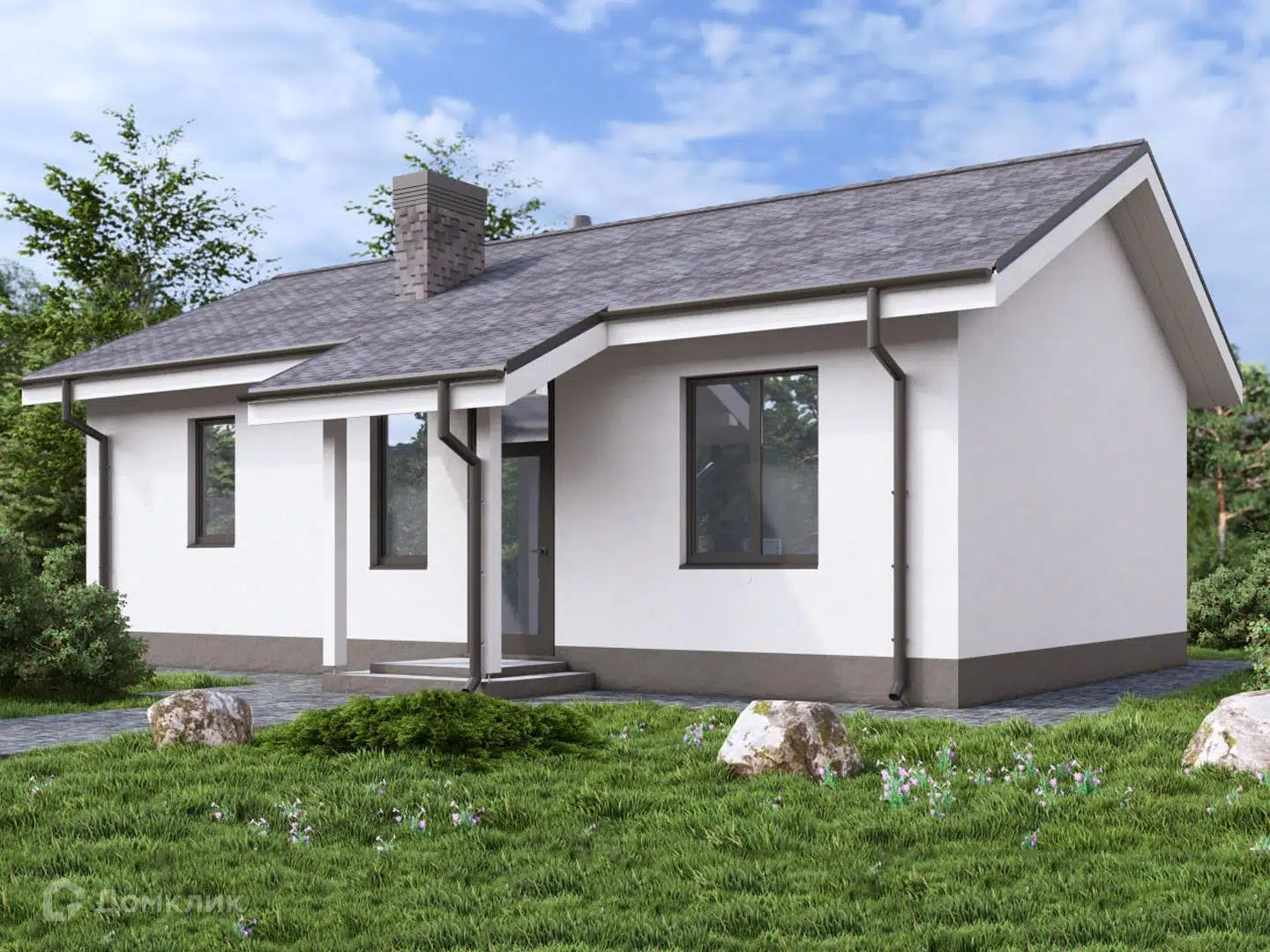 Проект дома «Питиус» компании ИП. Худайдатов Рамиль Робиртович из материала Керамзитобетонные блоки площадью 61м² под ключ за 4500000₽ в Донецке | 1 этаж, 2 спальни, 1 санузел – Домклик