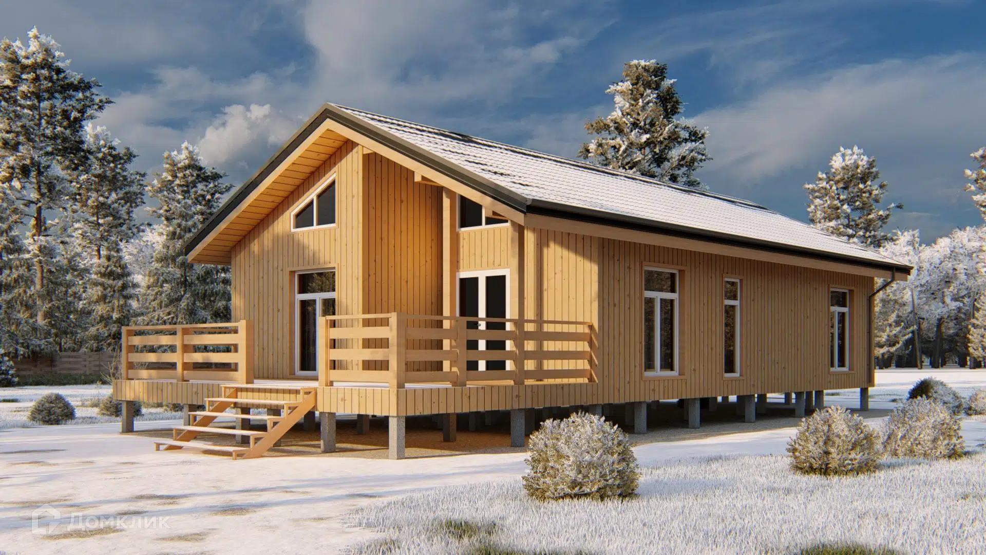 Проект дома «Оденсе» компании ООО «СТРОЙ-КОМФОРТ» из материала Каркасный дом площадью 104м² под ключ за 5751487₽ в Донецке | 1 этаж, 2 спальни, 2 санузла – Домклик