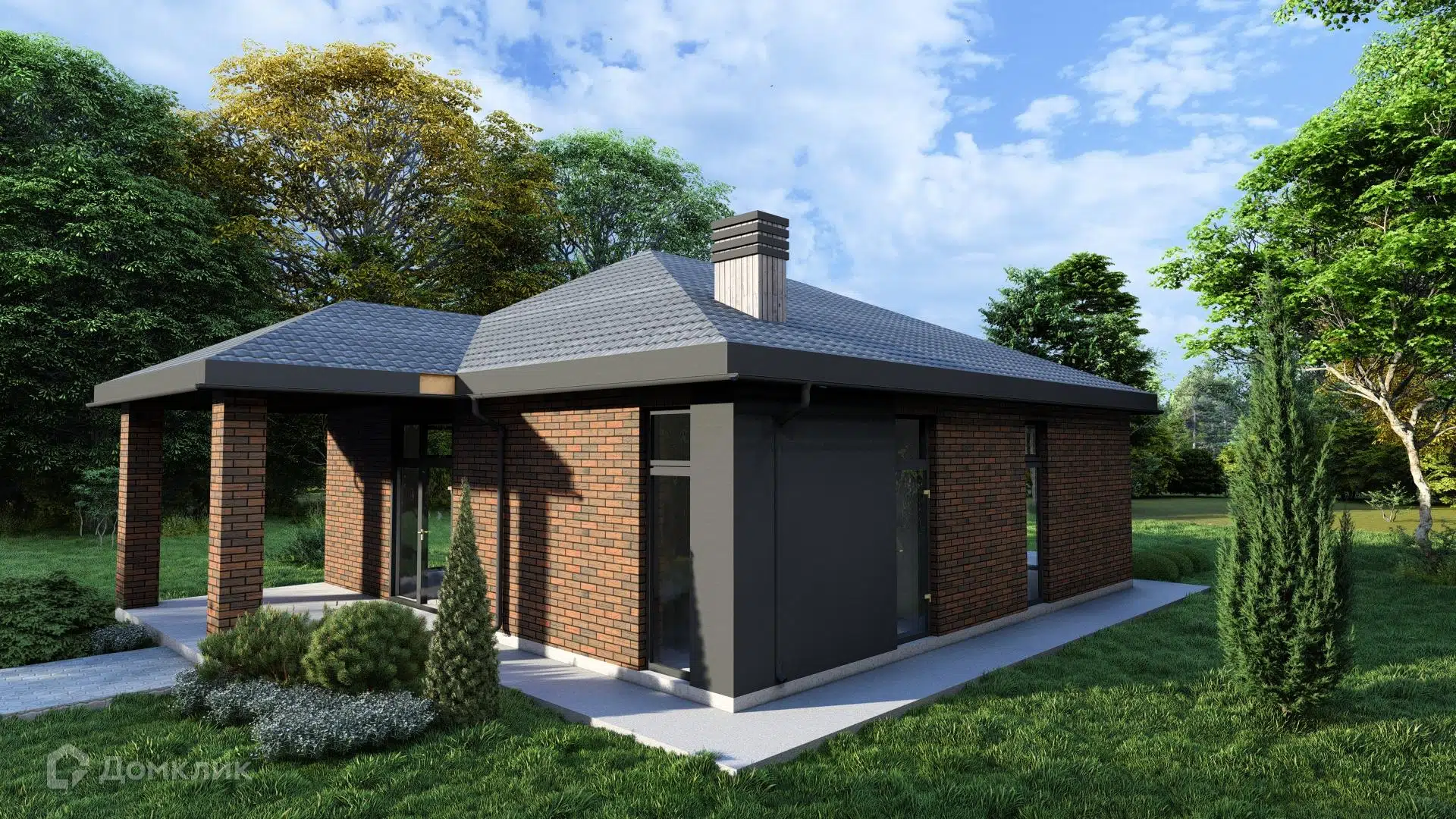 Проект дома «Гранд-97» компании СК «Автор Комфорта» из материала Газосиликатные блоки площадью 97.4м² под ключ за 5259600₽ в Донецке | 1 этаж, 3 спальни, 2 санузла – Домклик