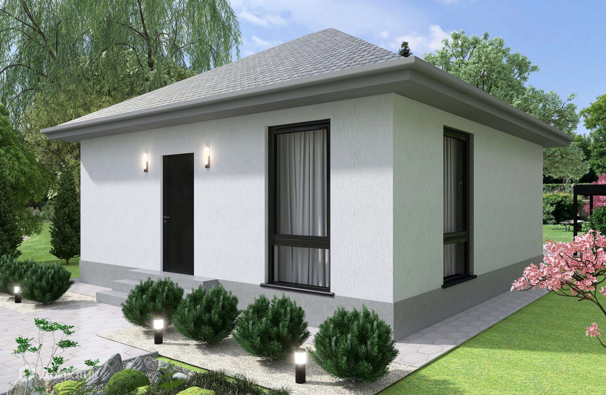 Проект дома «Малыш» компании ООО «СФЕРА ПЛЮС» из материала Газосиликатные блоки площадью 48.55м² под ключ за 3660000₽ в Донецке | 1 этаж, 2 спальни, 1 санузел – Домклик