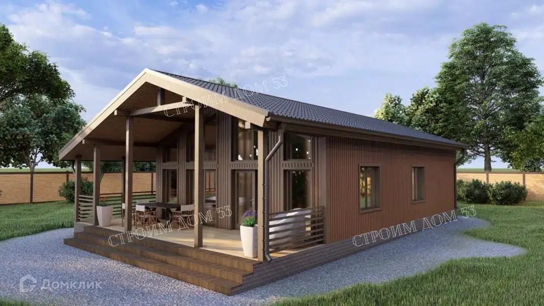 Проект дома «Одноэтажный каркасный дом 14,5х9,5 м КД-36» компании СК Строим Дом 53 из материала Каркасный дом площадью 128.1м² под ключ за 4640000₽ в Донецке | 1 этаж, 3 спальни, 1 санузел – Домклик