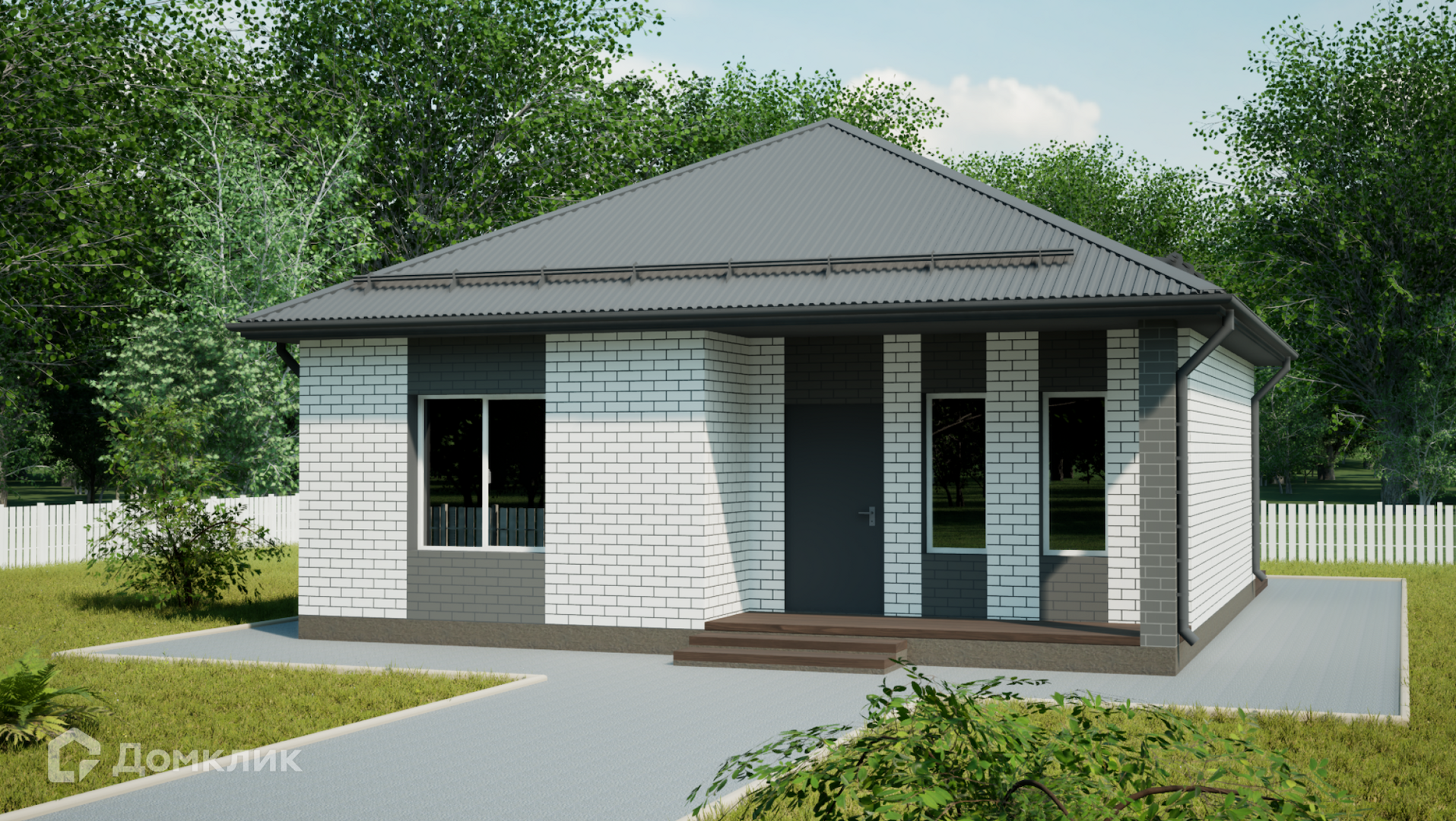 Проект дома «R-84_Glad» компании Regnum из материала Керамзитобетонные блоки площадью 78м² под ключ за 6485000₽ в Донецке | 1 этаж, 2 спальни, 1 санузел – Домклик