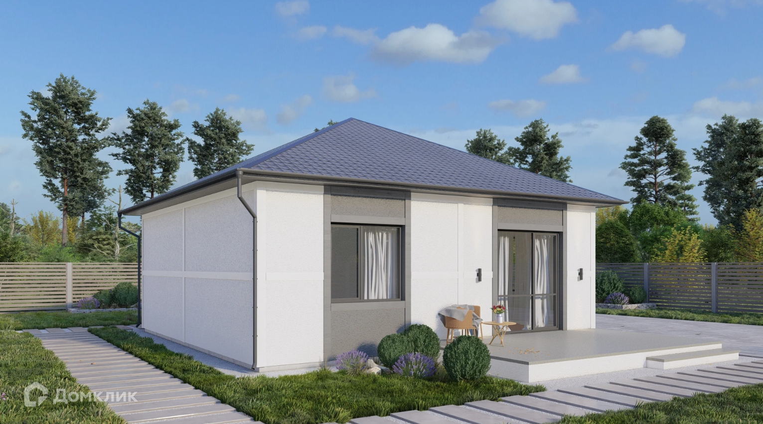 Проект дома «Гнездышко SIP» компании Сапфир из материала SIP-панели площадью 55.5м² под ключ за 3990000₽ в Донецке | 1 этаж, 2 спальни, 1 санузел – Домклик