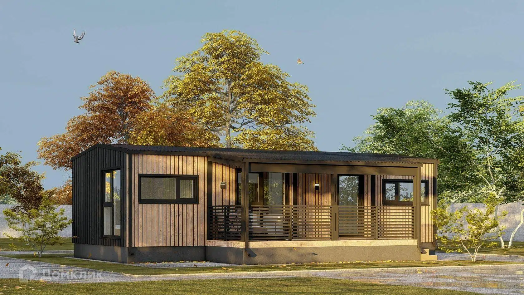 Проект дома «Модульный дом-баня Simple 57» компании Авангард Строй из материала Модульный дом площадью 57м² под ключ за 3359000₽ в Донецке | 1 этаж, 1 спальня, 1 санузел – Домклик