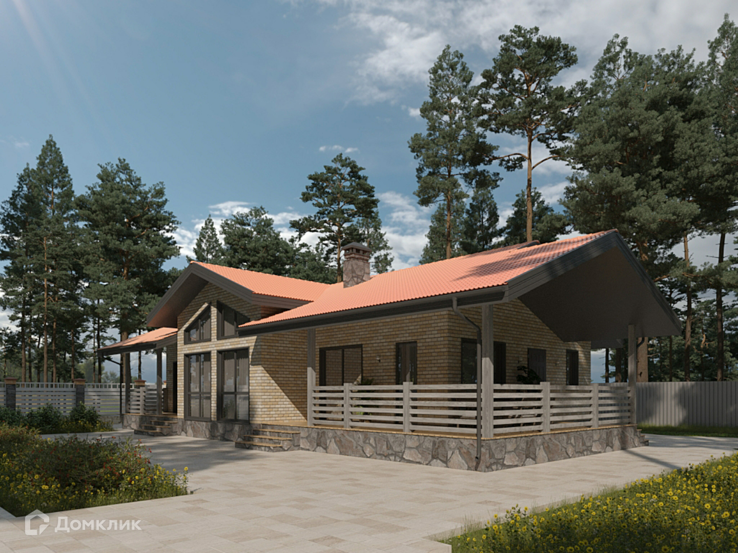 Проект дома «Шарлоттаун» компании Вигвам.ру из материала Газобетонные блоки площадью 157.2м² под ключ за 8611191₽ в Донецке | 1 этаж, 3 спальни, 2 санузла – Домклик