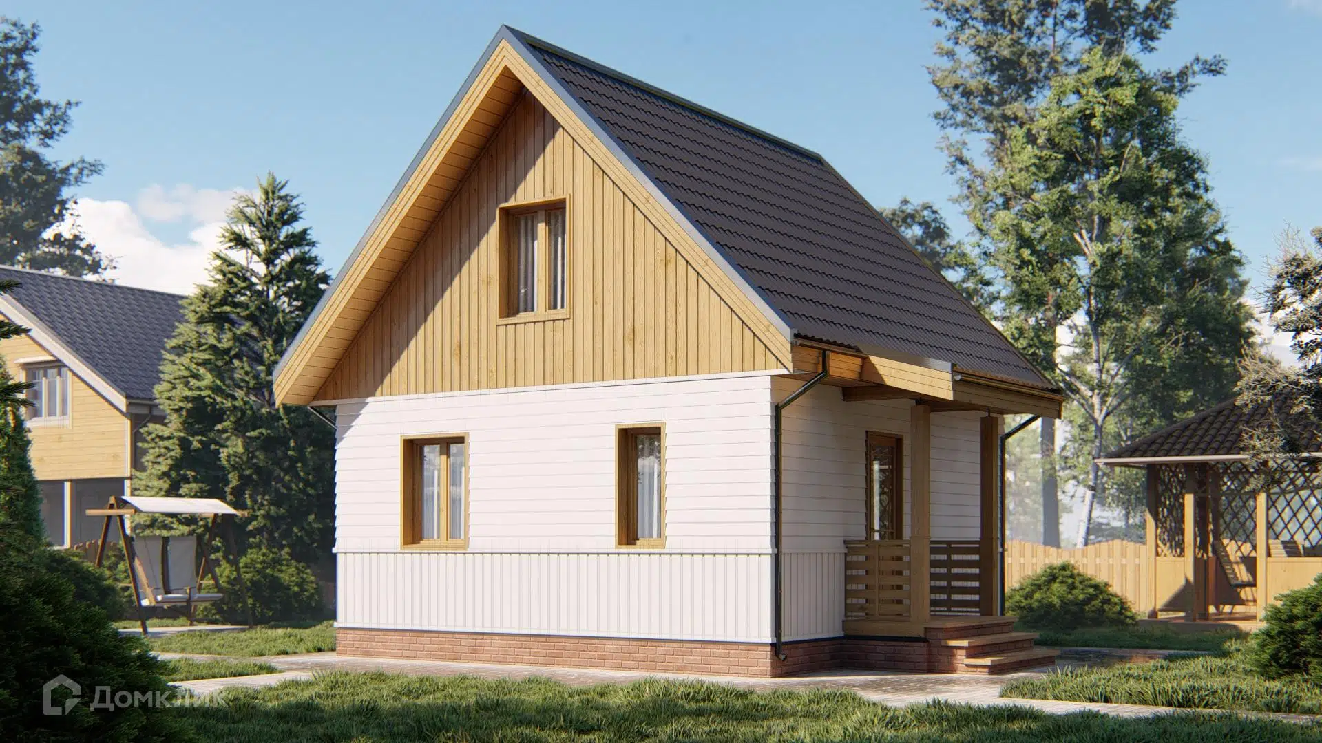 Проект дома «Каркасный дом 6х6 К-37» компании СК «Домовёнок» из материала Каркасный дом площадью 52.6м² под ключ за 2324000₽ в Донецке | 2 этажа, 3 спальни, 1 санузел – Домклик