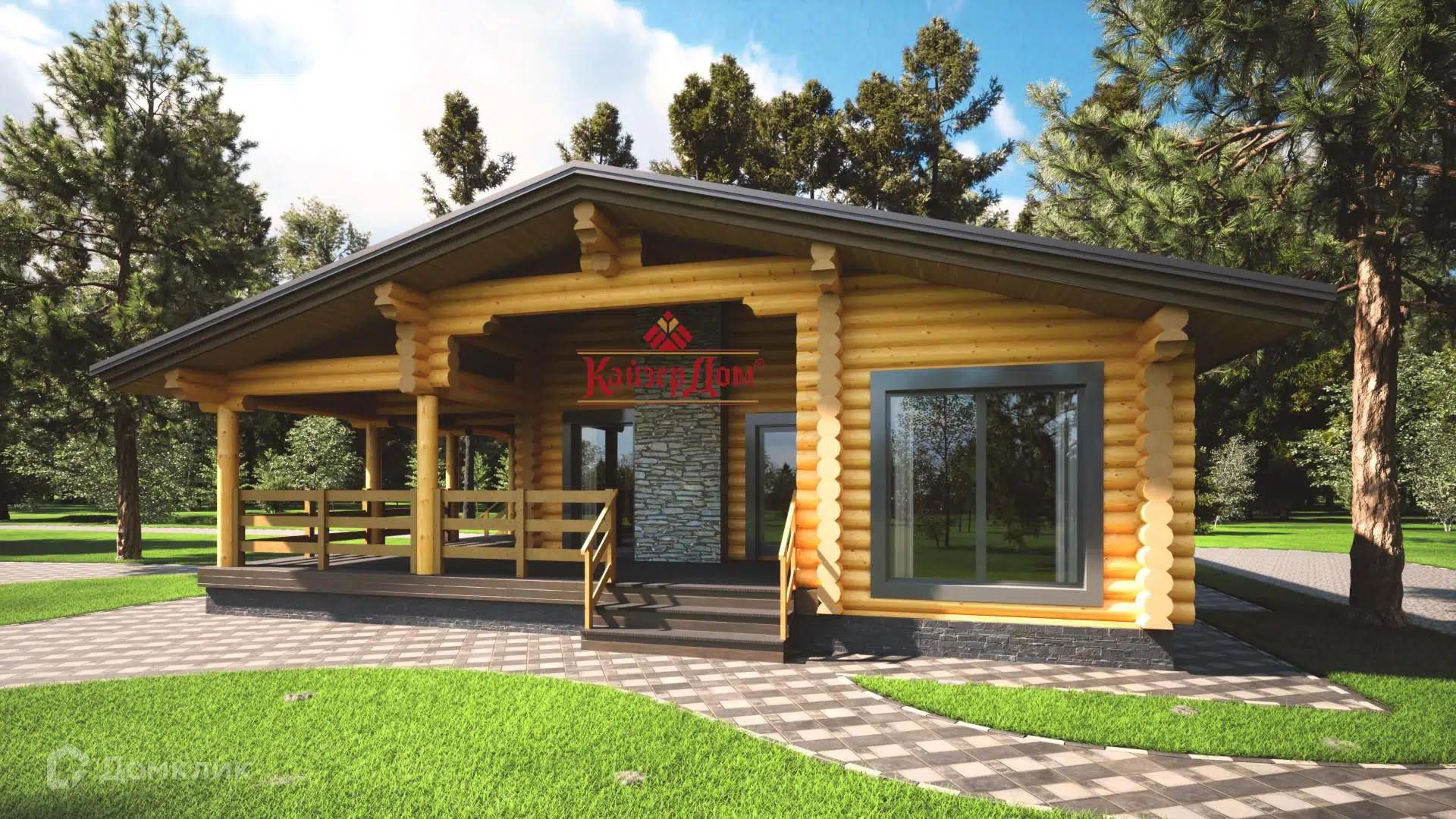 Проект дома «Борвиха - 139 м2» компании КайзерДом из материала Оцилиндрованное бревно площадью 139.6м² под ключ за 6750000₽ в Донецке | 1 этаж, 3 спальни, 1 санузел – Домклик