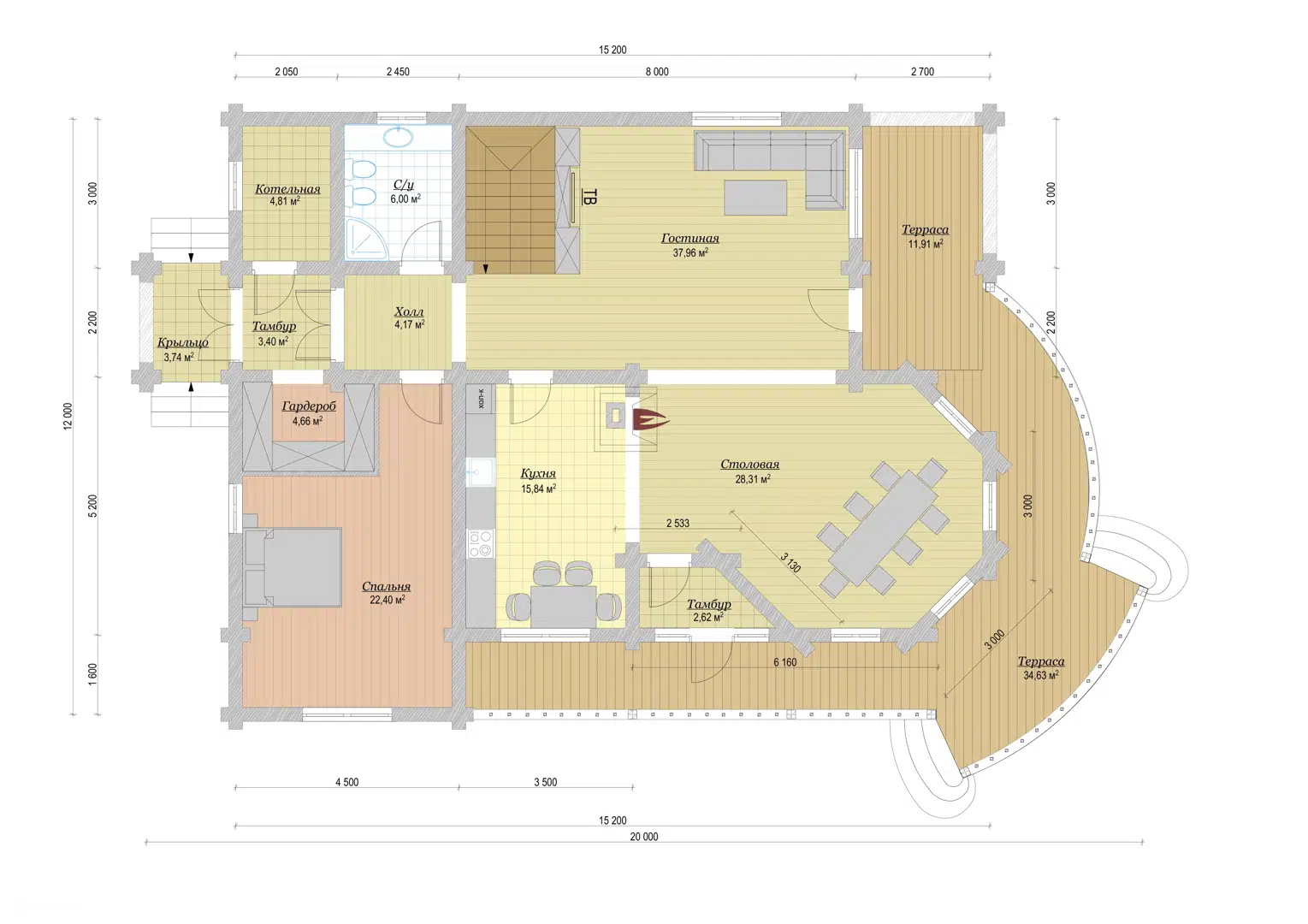 Планировка 1 этажа