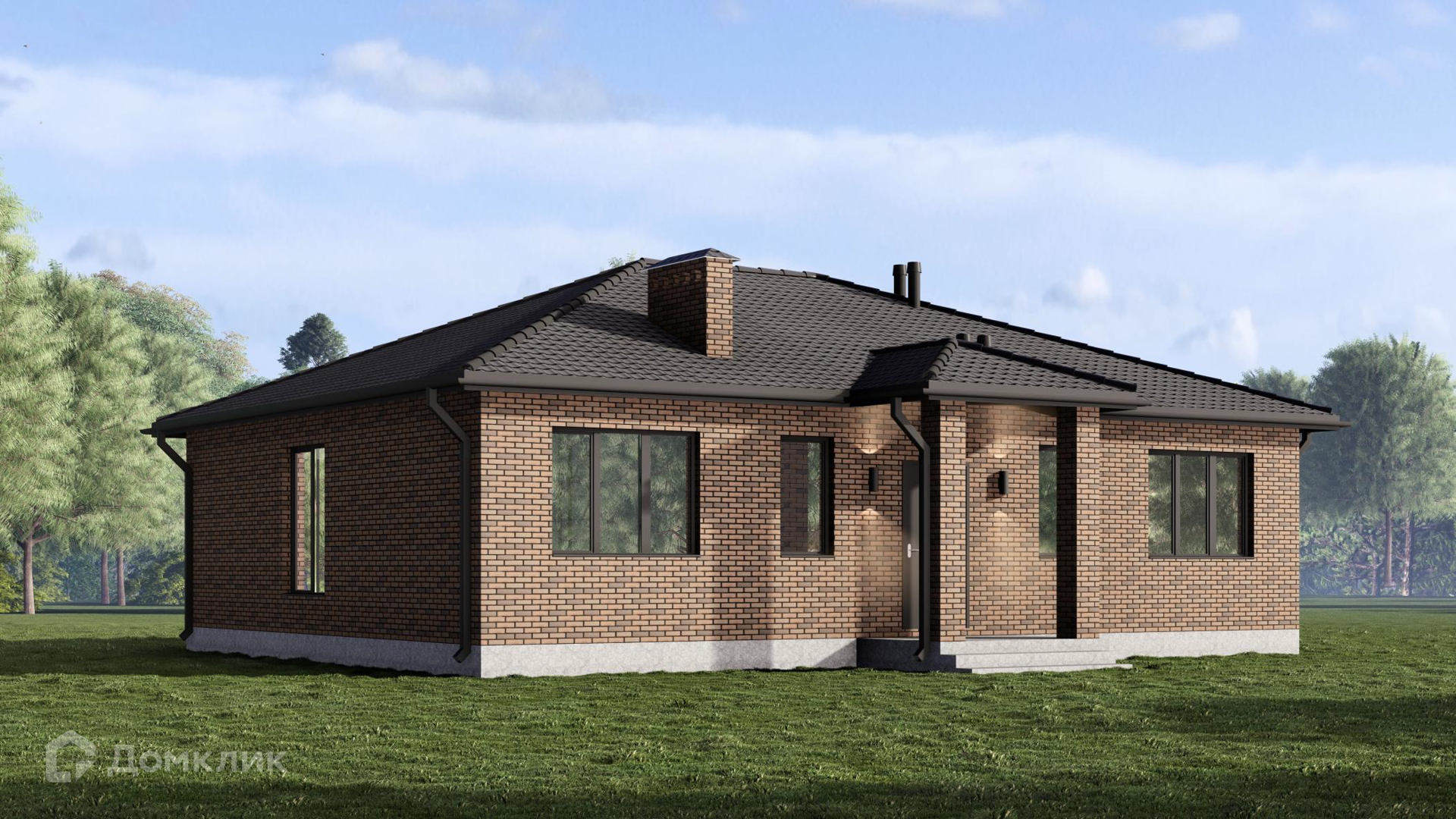 Проект дома «С-27/2025» компании СК Дом-ЮГ из материала Кирпич площадью 104.3м² под ключ за 8050000₽ в Донецке | 1 этаж, 3 спальни, 2 санузла – Домклик