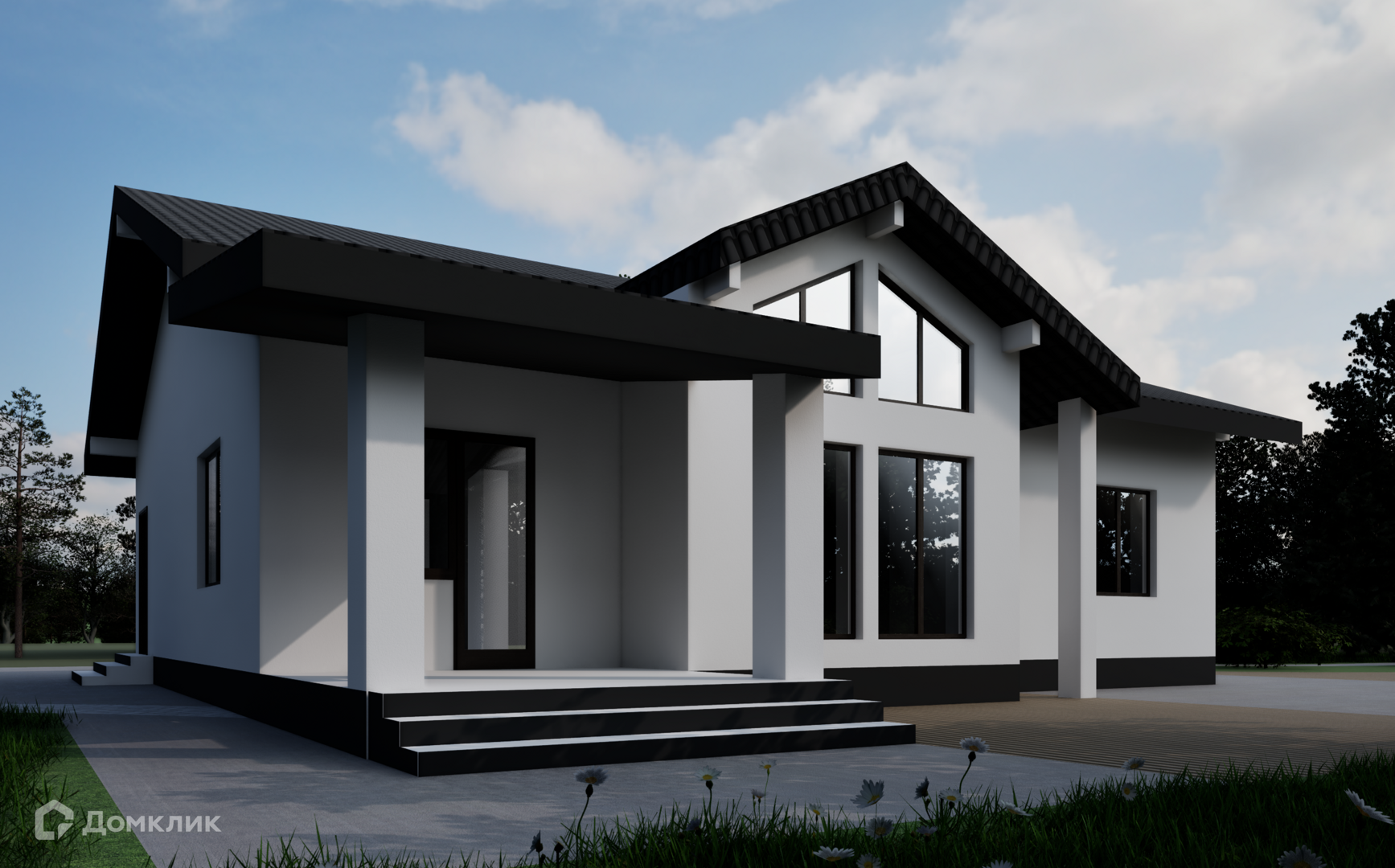 Проект дома «ID32323» компании Строительство малоэтажных домов из материала Газобетонные блоки площадью 133.8м² под ключ за 7442935₽ в Луганске | 1 этаж, 3 спальни, 2 санузла – Домклик