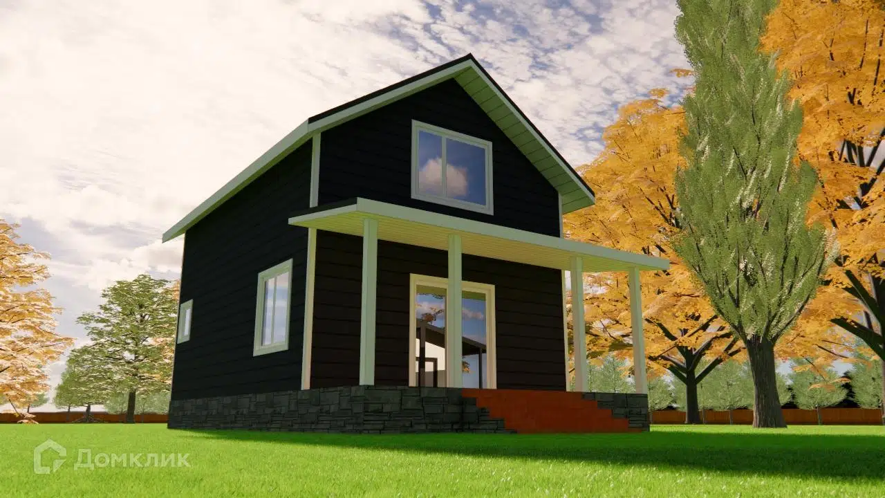 Проект дома «ДКТ - Амур» компании ИП Танский Д. С. (Евростиль) из материала Каркасный дом площадью 83м² под ключ за 7510000₽ в Донецке | 2 этажа, 2 спальни, 1 санузел – Домклик