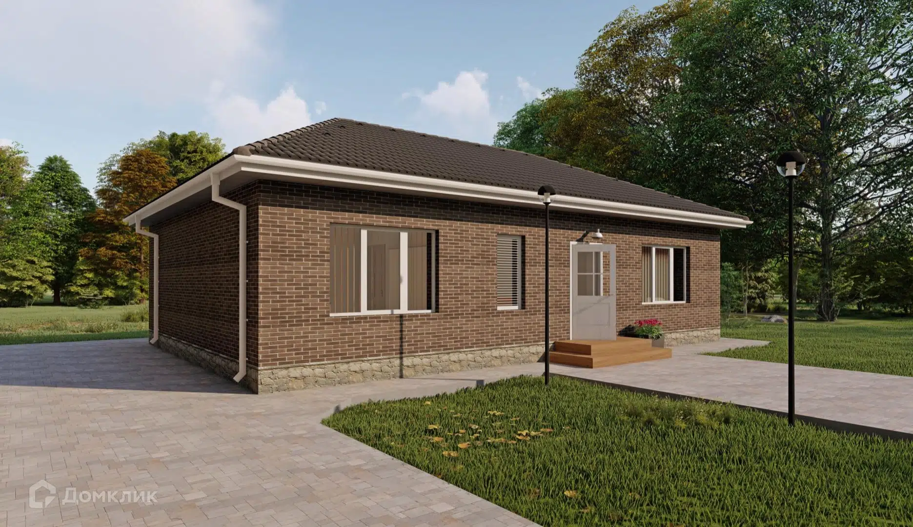 Проект дома «КС-8» компании Красный слон из материала Кирпич площадью 84.8м² под ключ за 5480000₽ в Донецке | 1 этаж, 2 спальни, 1 санузел – Домклик