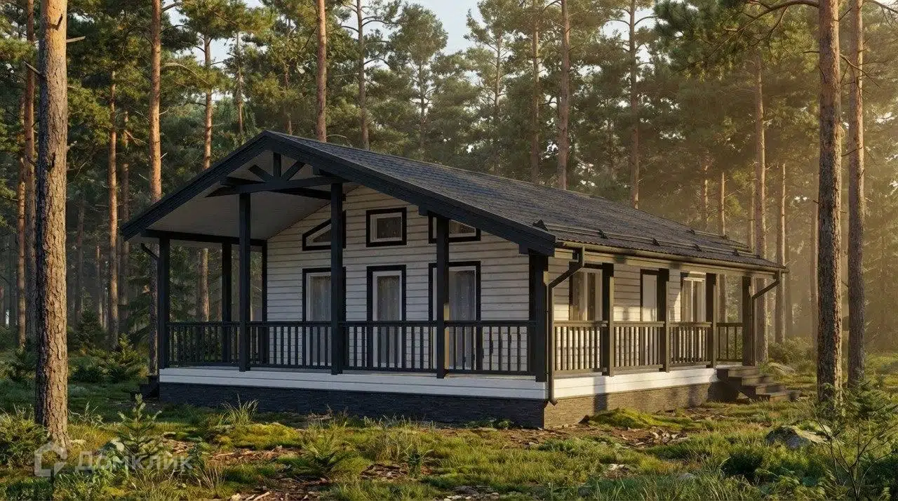 Проект дома «КД-122» компании OLLATALO из материала Каркасный дом площадью 59м² под ключ за 3931000₽ в Донецке | 1 этаж, 2 спальни, 1 санузел – Домклик