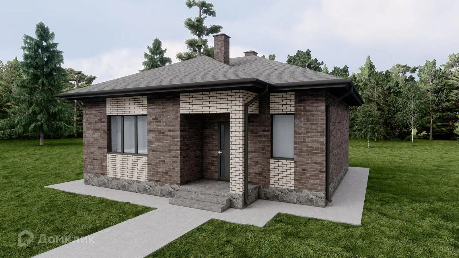 Проект дома «ТП-60» компании ООО «33 Коттеджа» из материала Газобетонные блоки площадью 60м² под ключ за 5598000₽ в Донецке | 1 этаж, 1 спальня, 1 санузел – Домклик