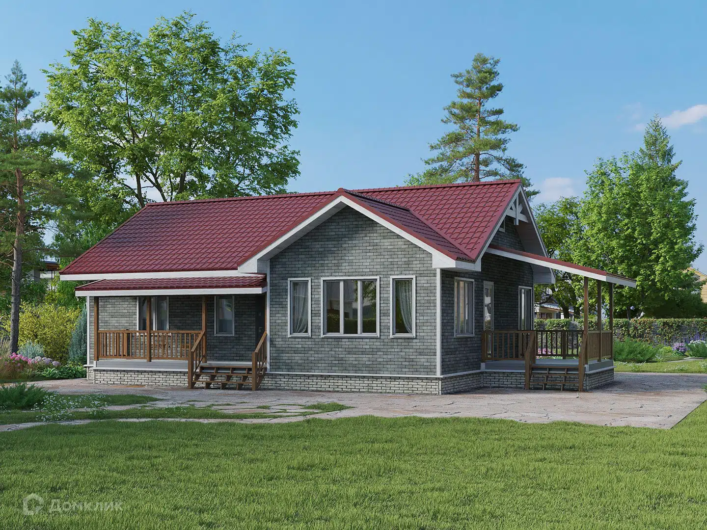 Проект дома «Добрыня - 6 К-200 9,5х12,5 м (Заходи и Живи) Е» компании Теремъ из материала Каркасный дом площадью 107.1м² под ключ за 10667626₽ в Луганске | 1 этаж, 3 спальни, 1 санузел – Домклик