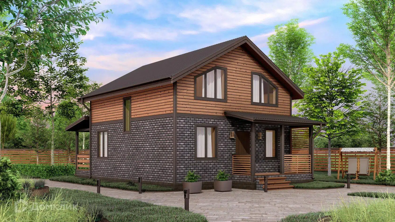 Проект дома «Шведский 141» компании Авангард Строй из материала Панельно-каркасная технология площадью 141м² под ключ за 5415000₽ в Луганске | 2 этажа, 5 спален, 2 санузла – Домклик