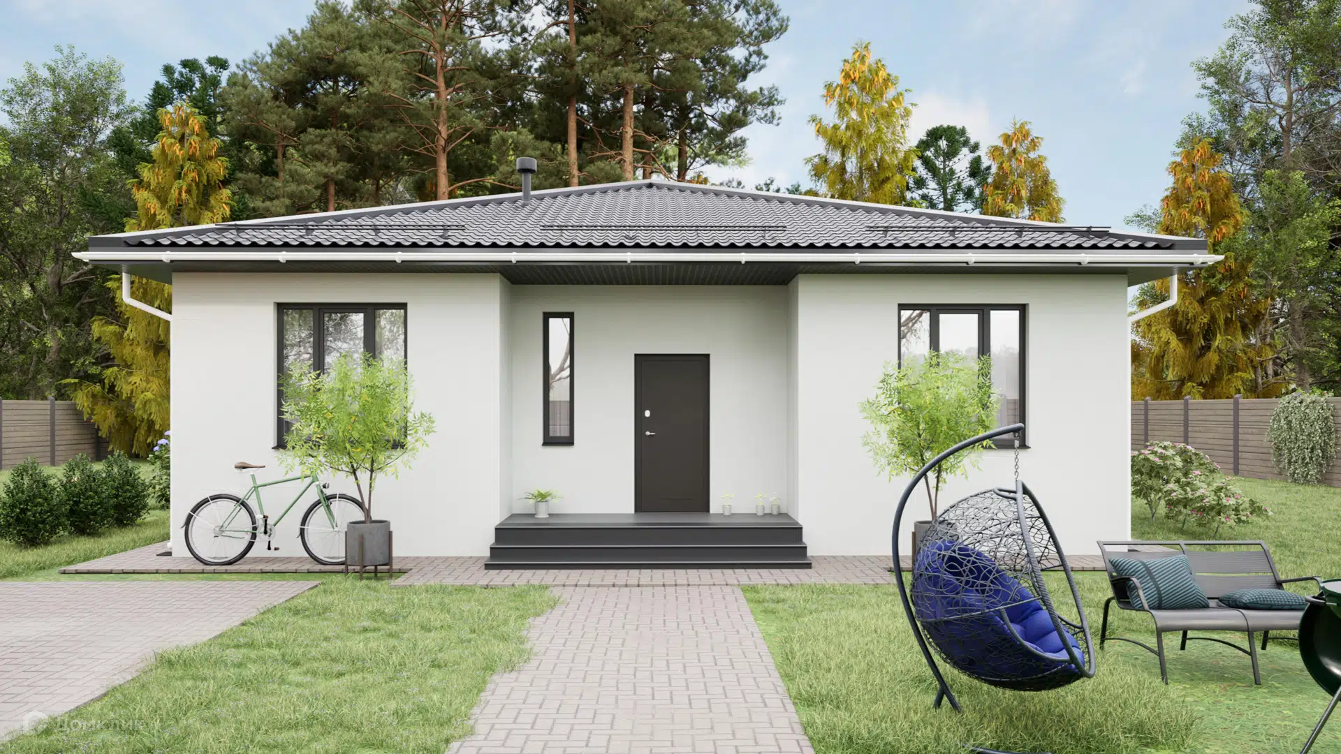 Проект дома «Дом 120м2» компании Хороший Дом из материала Газобетонные блоки площадью 120м² под ключ за 8350000₽ в Луганске | 1 этаж, 3 спальни, 1 санузел – Домклик