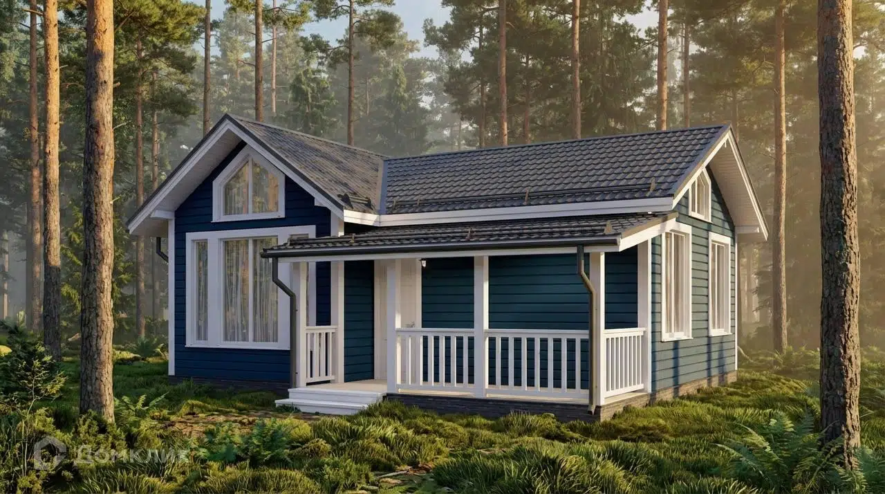 Проект дома «КД-120» компании OLLATALO из материала Каркасный дом площадью 62м² под ключ за 3530000₽ в Донецке | 1 этаж, 2 спальни, 1 санузел – Домклик